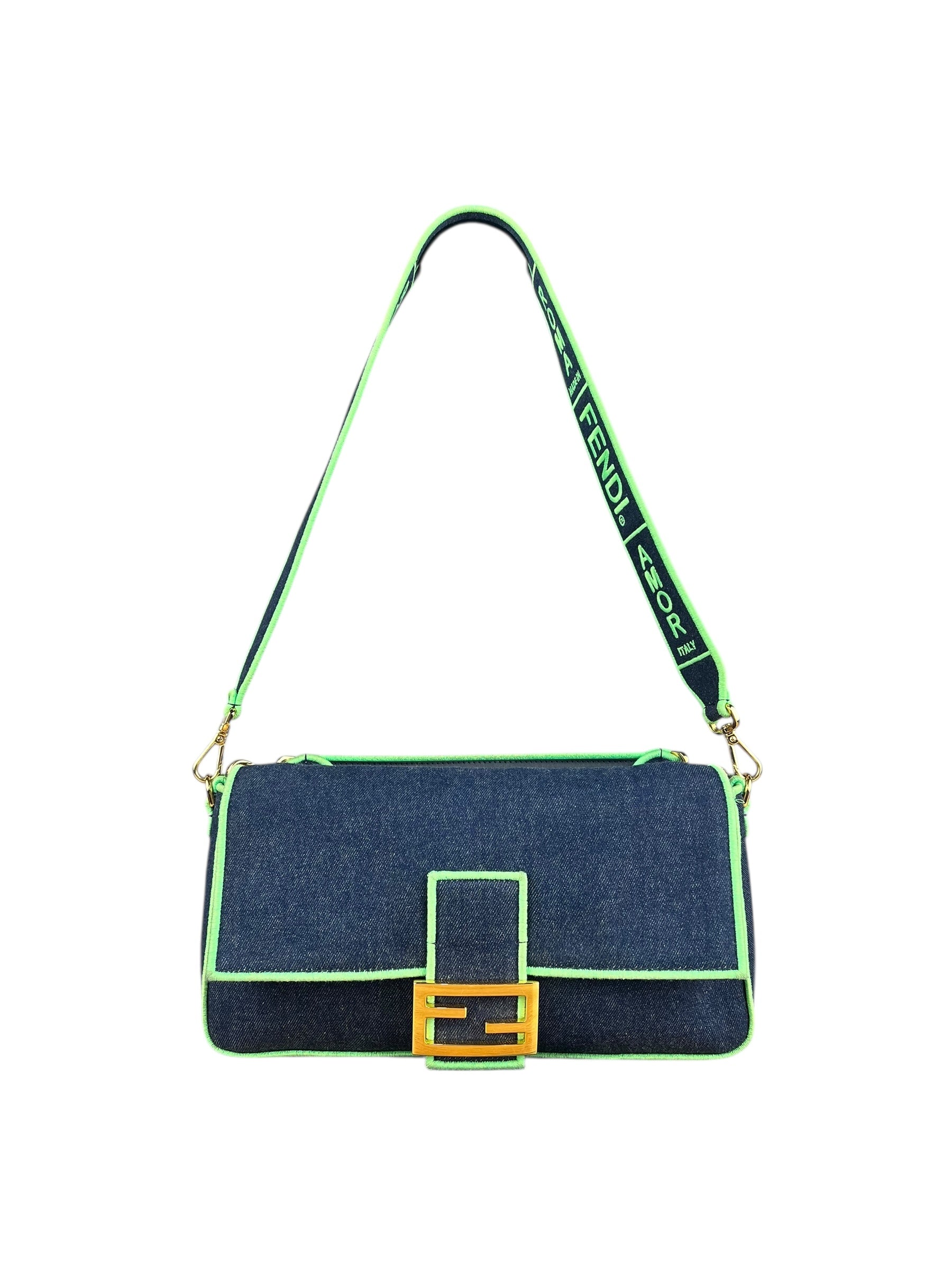 Fendi Denim Baguette NM 2Way Handbag