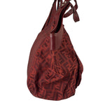 Fendi Red Leather Trim Zucca Chef Tote