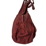 Fendi Red Leather Trim Zucca Chef Tote