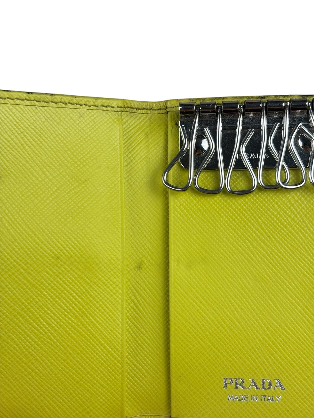 Prada Yellow Saffiano Leather Small Key Holder