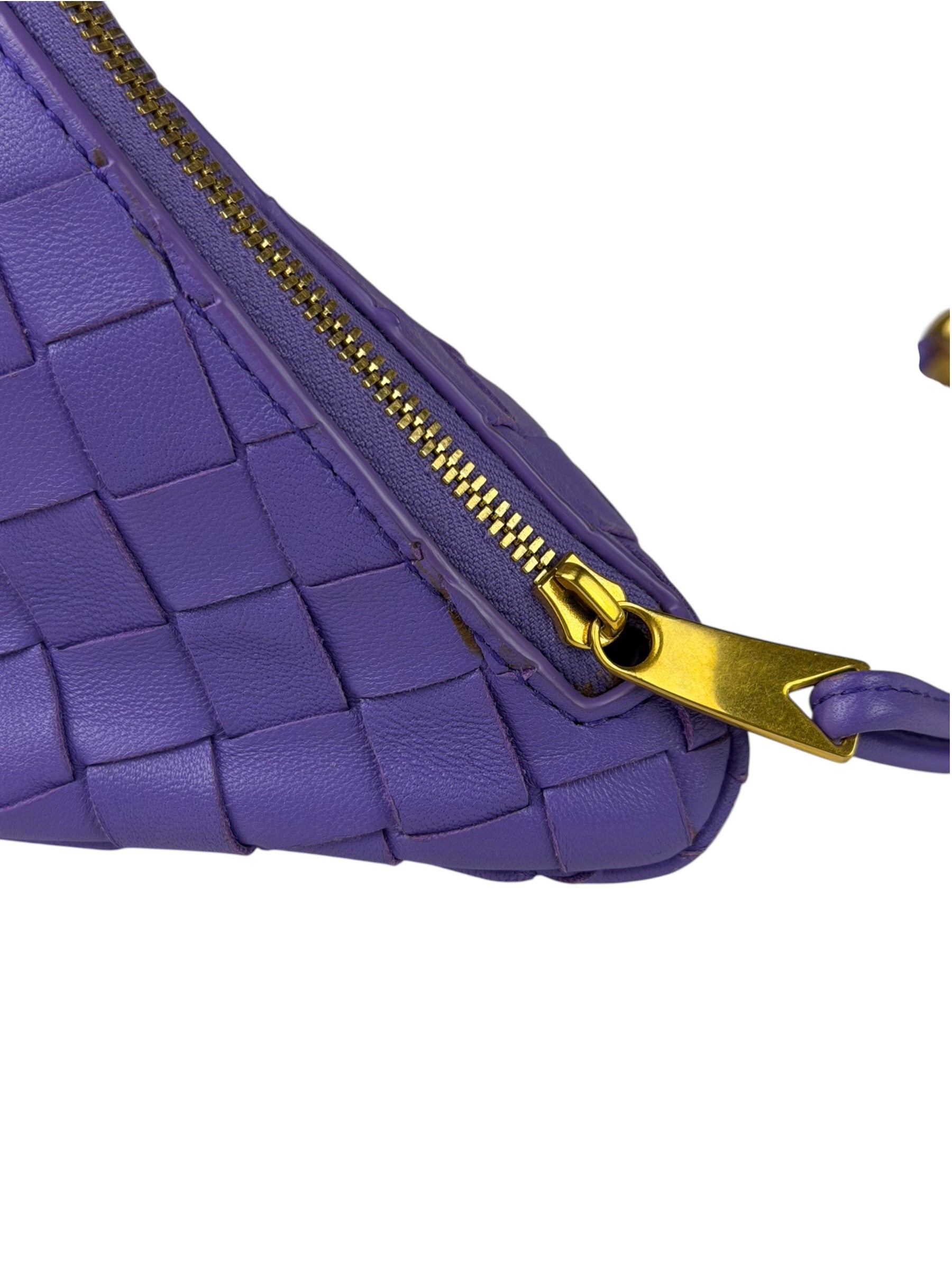 Bottega Veneta Purple Leather Nano Pyramid Pouch