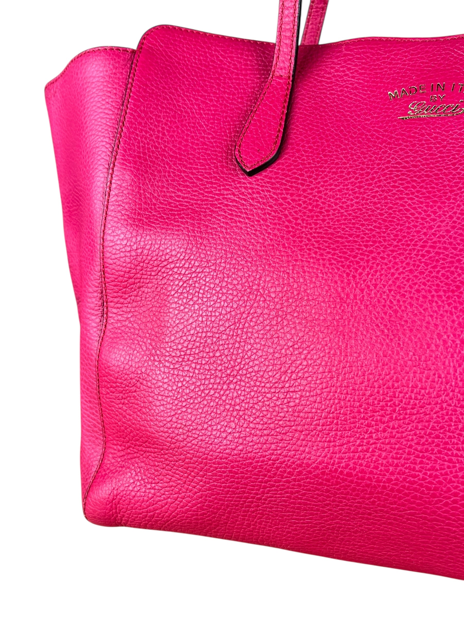 Gucci Hot Pink Pebbled Leather Swing Tote