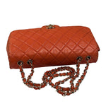Chanel Orange Quilted Lambskin Flap Bag 2008