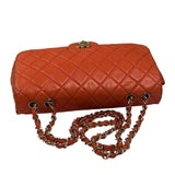 Chanel Orange Quilted Lambskin Flap Bag 2008