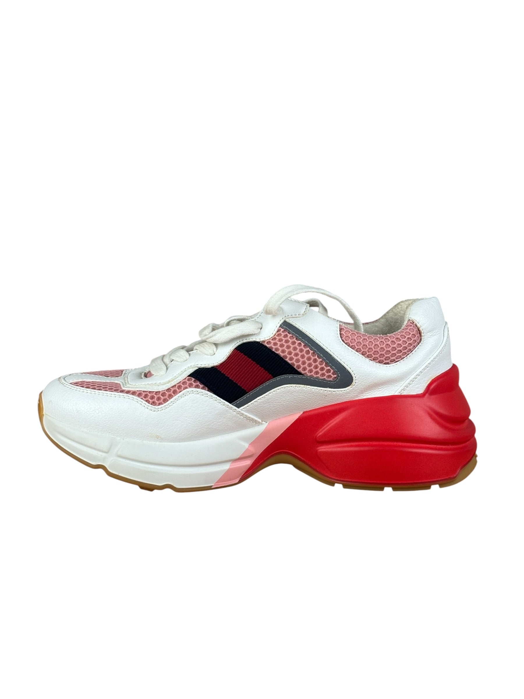 Gucci White Pink Reflective Mesh/Leather Chunky Sneaker