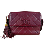 Chanel Vintage Burgundy Quilted Leather CC Camera Bag