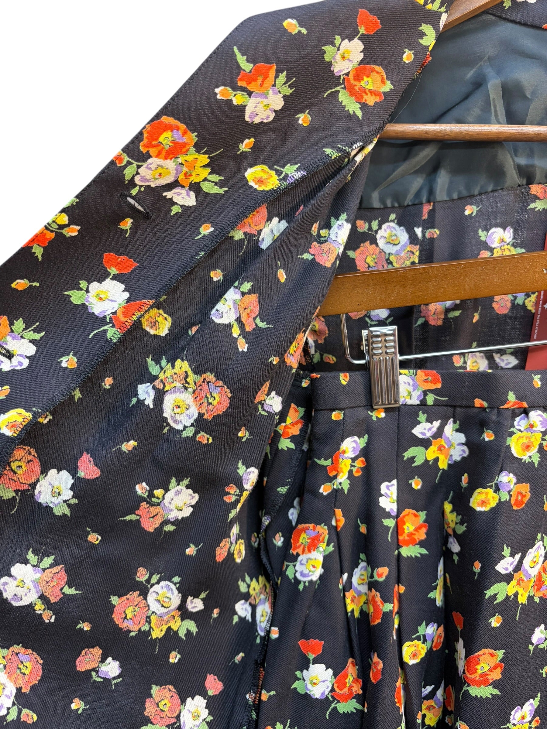 Christian Dior Black Floral Pattern Two-Piece Set