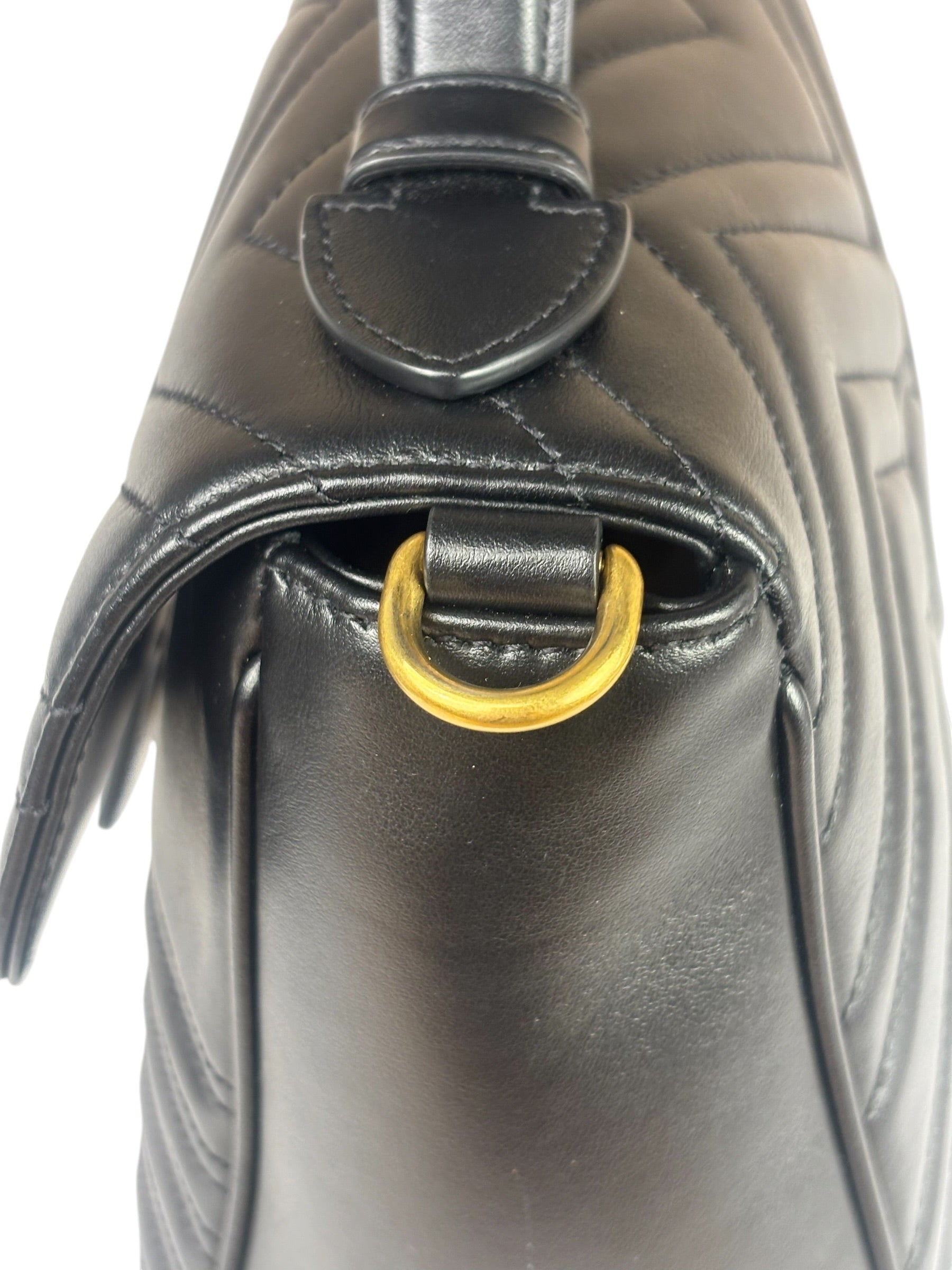 Gucci Black Leather Marmont Medium Shoulder Bag