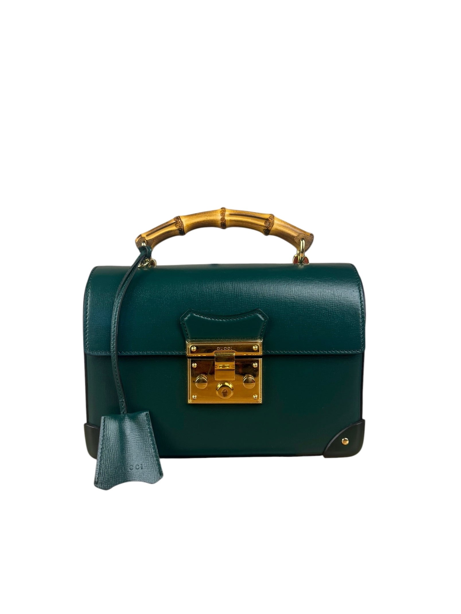 Gucci Green Padlock Bamboo Handle Handbag