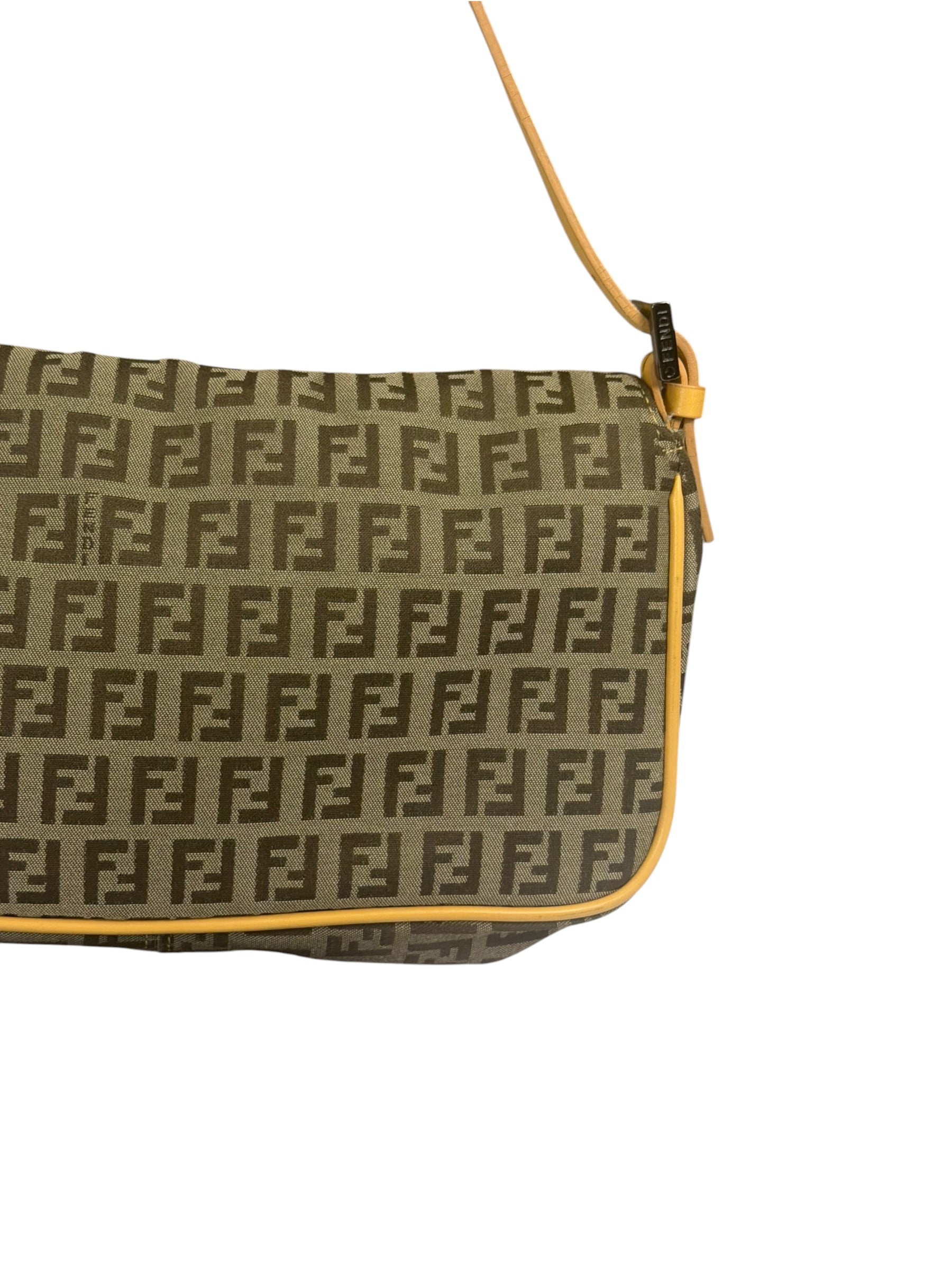 Fendi Beige Leather Trim Zucca Pochette