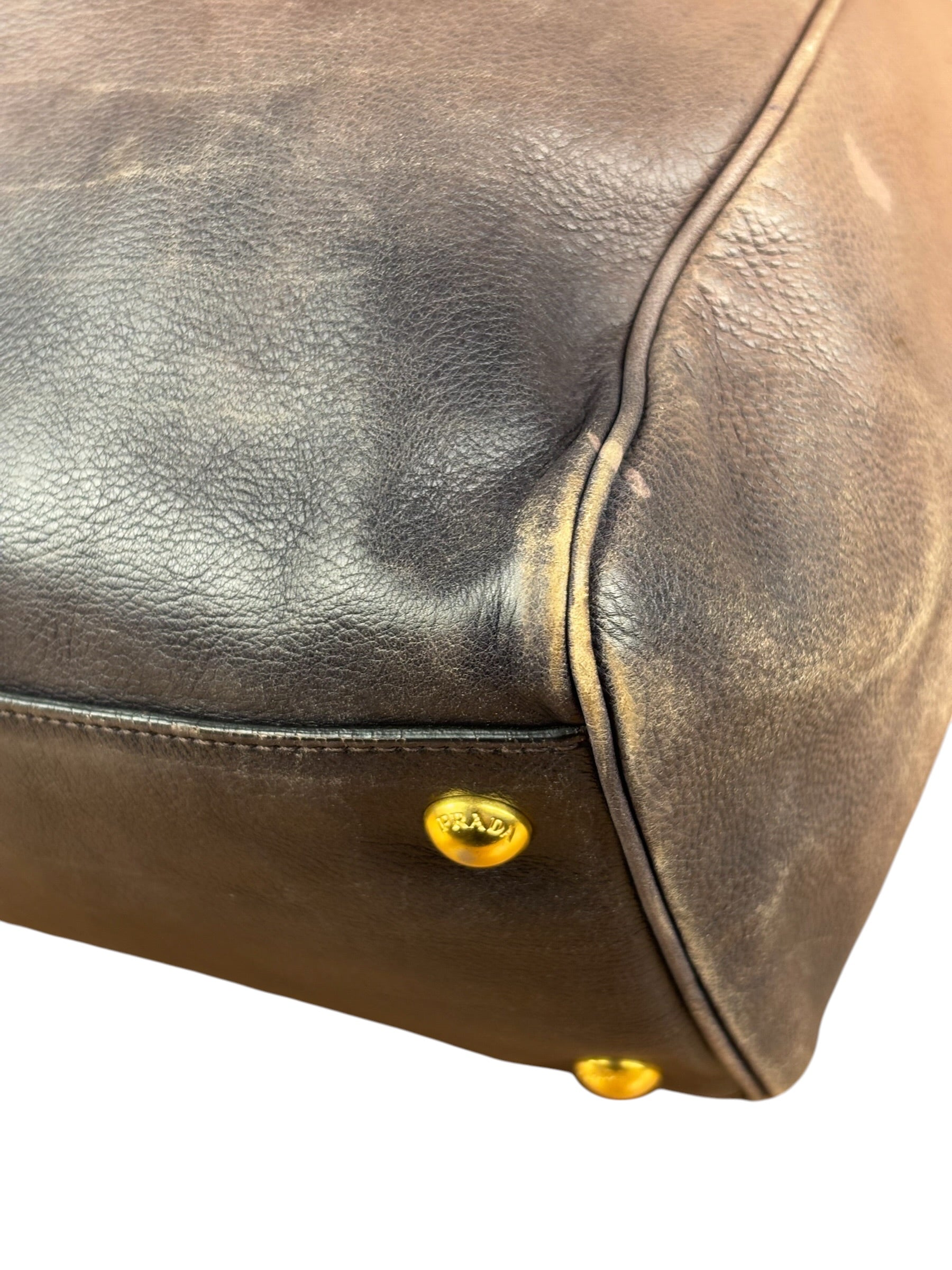 Prada Bicolor Cervo Ombre Leather Top Handle Bag