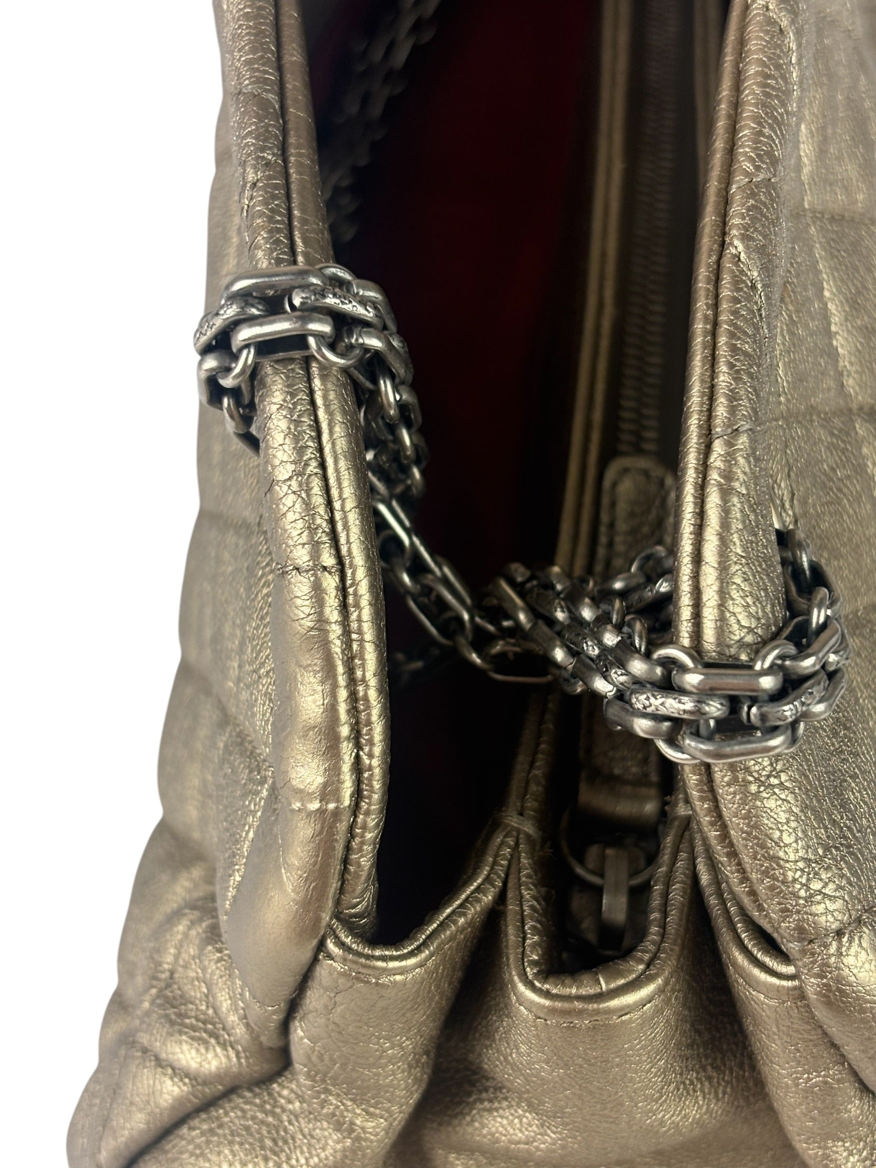 Chanel Metallic Gold Quilted Caviar Just Mademoiselle Bowling Bag 2010