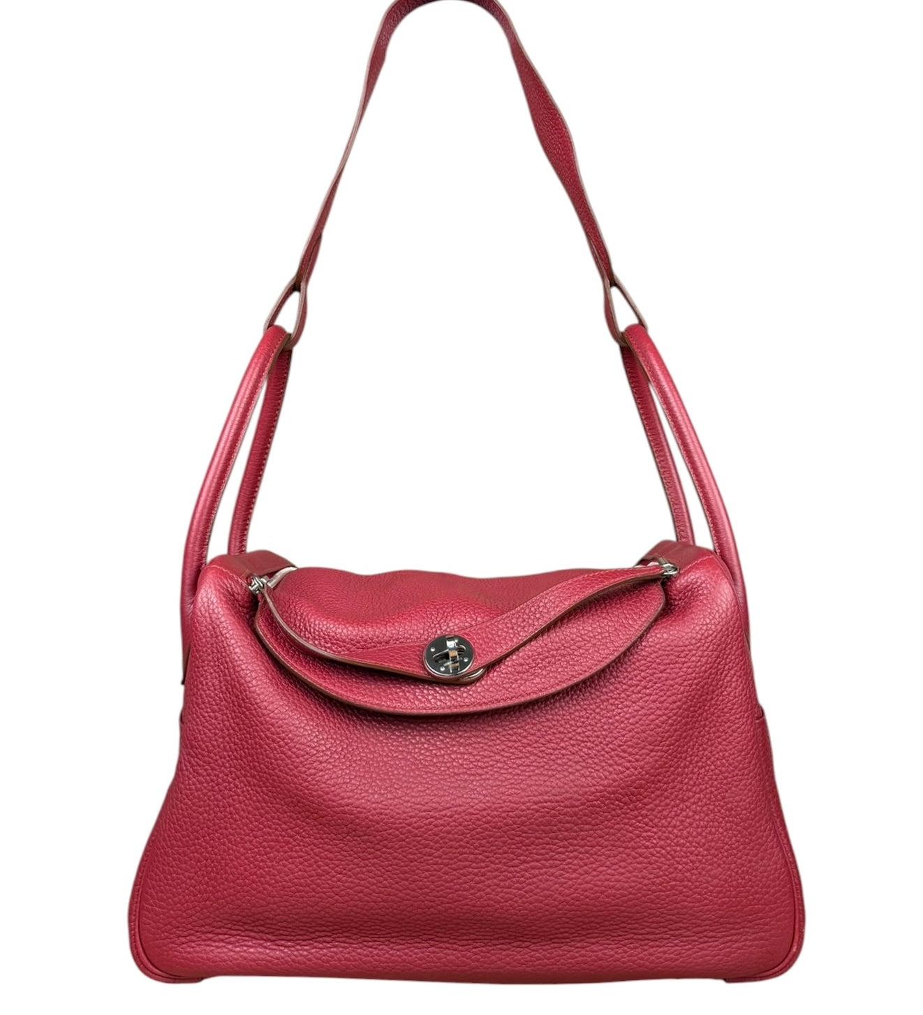Hermes Lindy 34 Red/Fuchsia Clemence Leather Handbag 2014