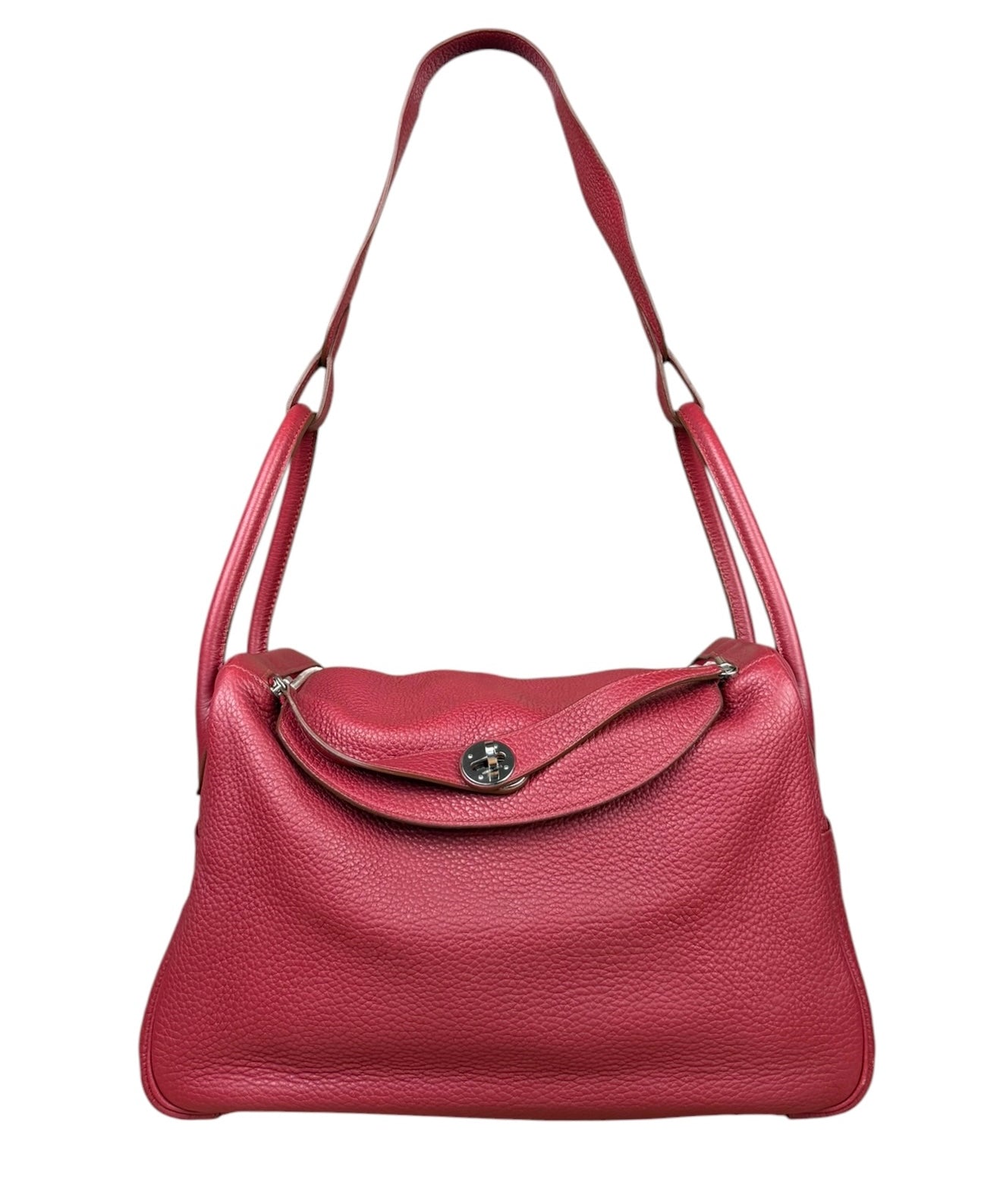 Hermes Lindy 34 Red/Fuchsia Clemence Leather Handbag 2014