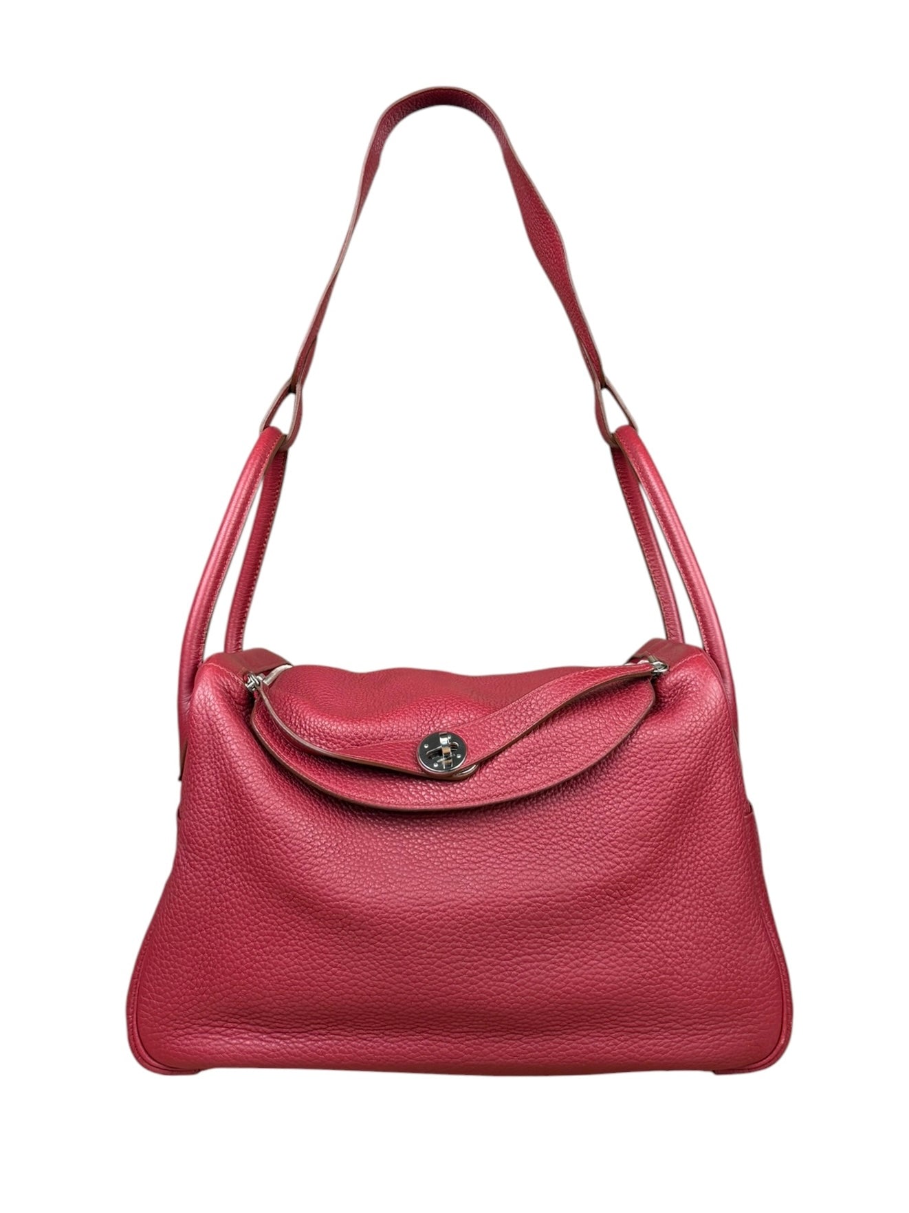 Hermes Lindy 34 Red/Fuchsia Clemence Leather Handbag 2014