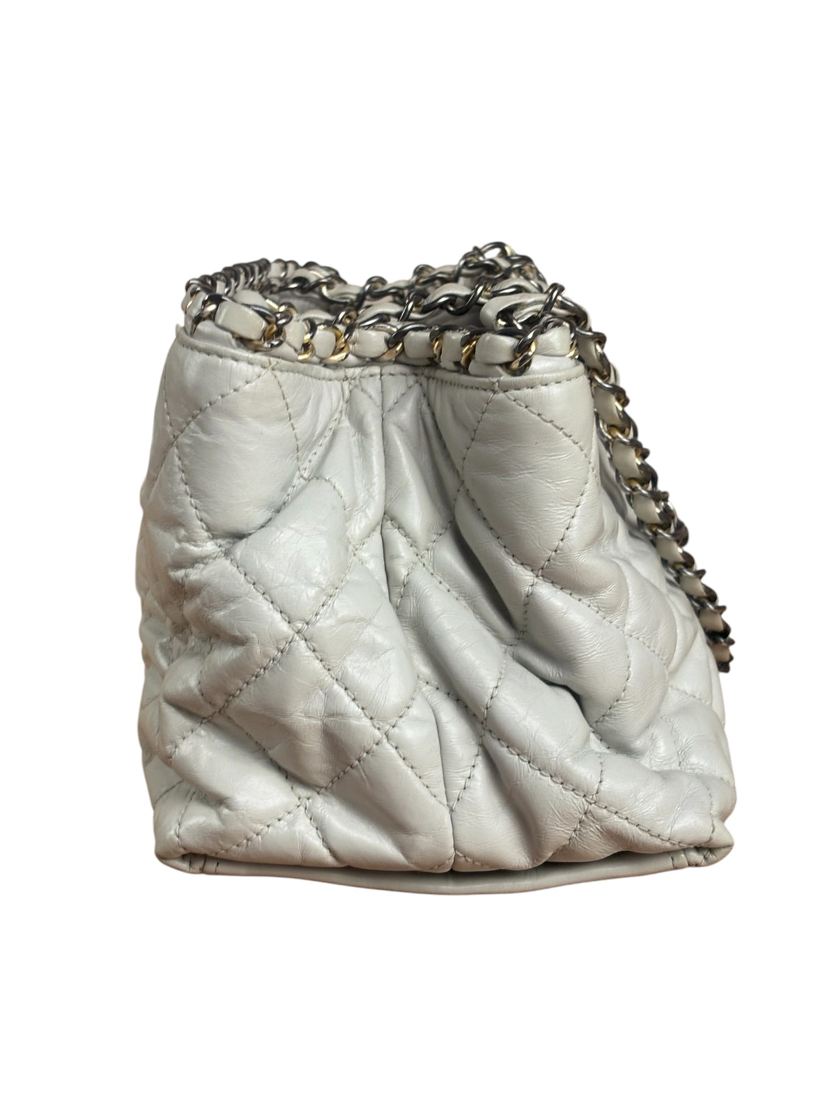Chanel Vintage White Quilted Leather Chain Me Tote 2010
