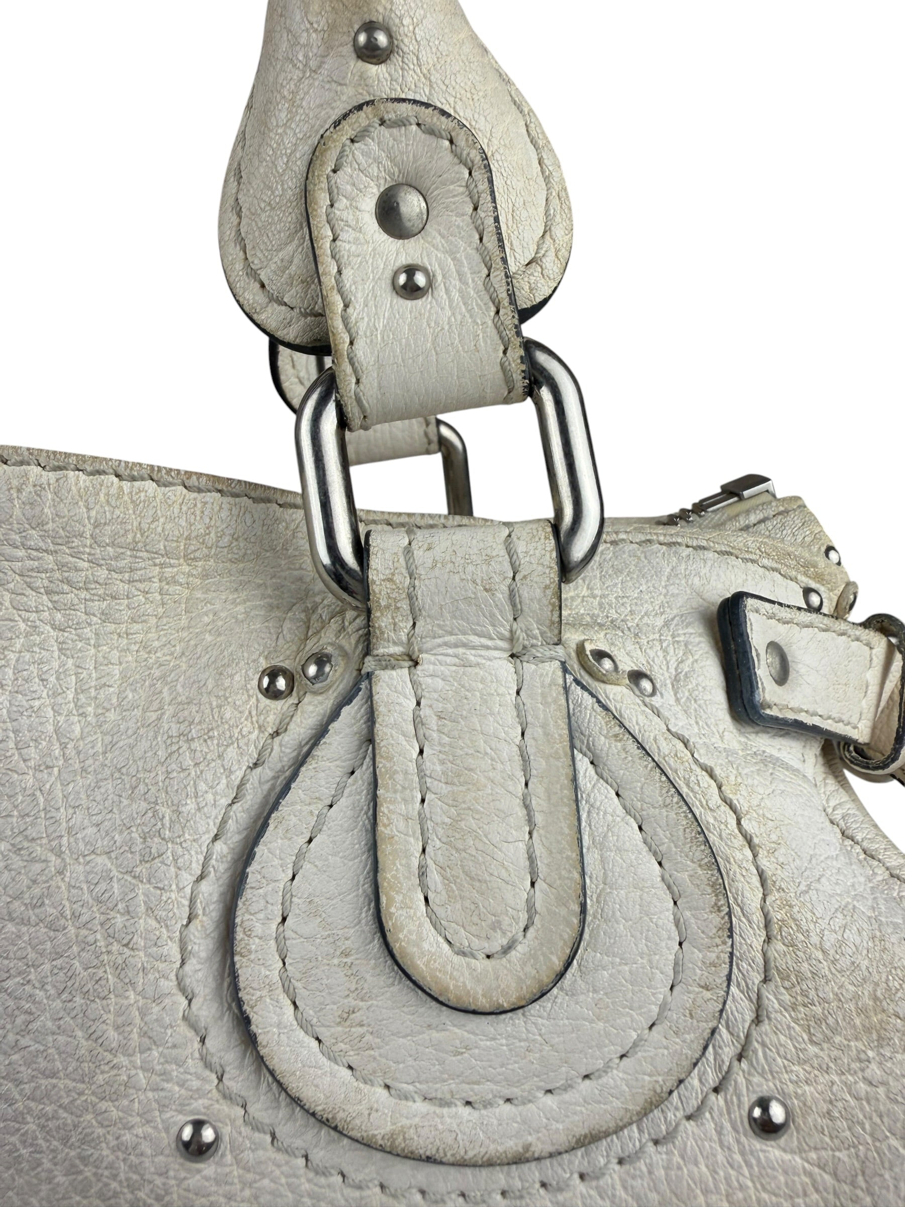 Chloé White Leather Paddington Handbag (Repainted)
