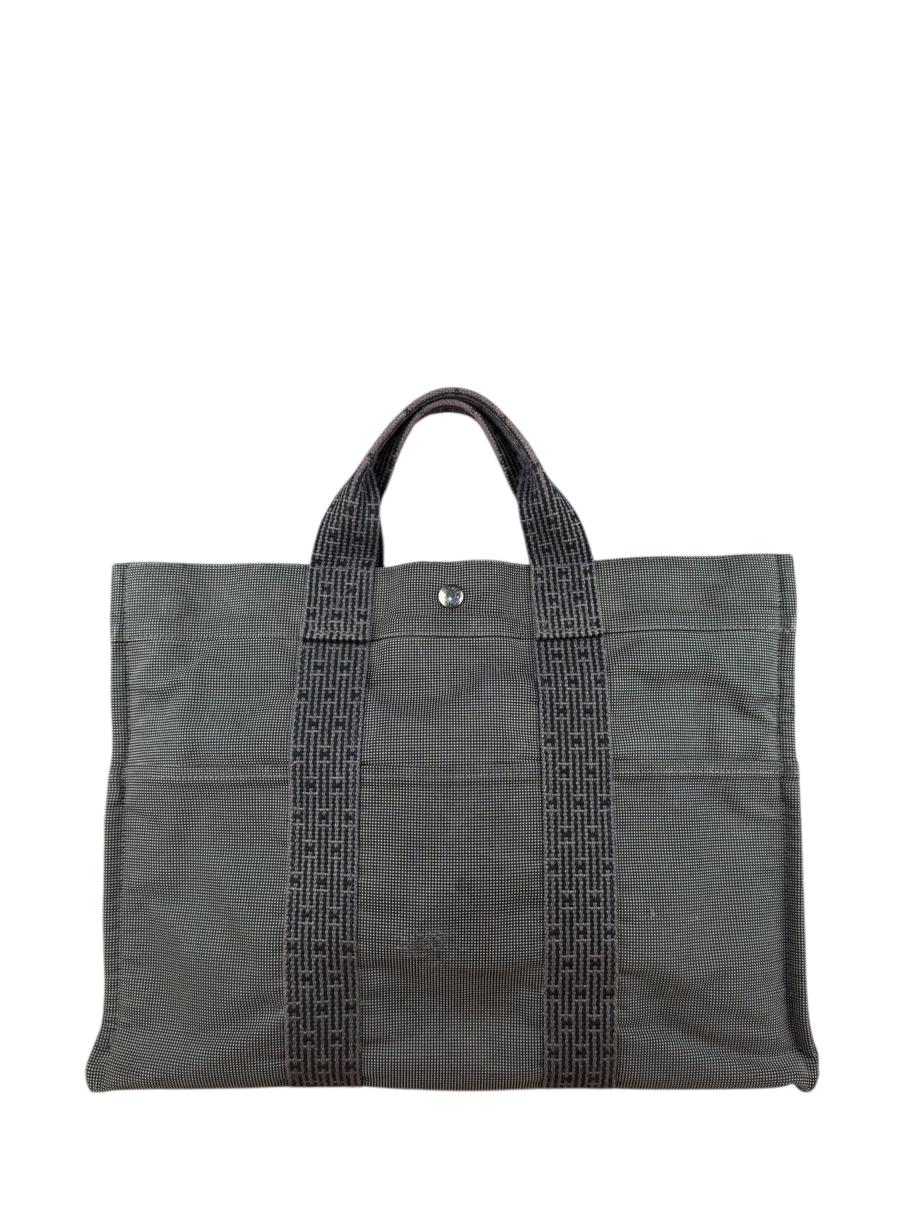 Hermes Herline Canvas Tote Grey