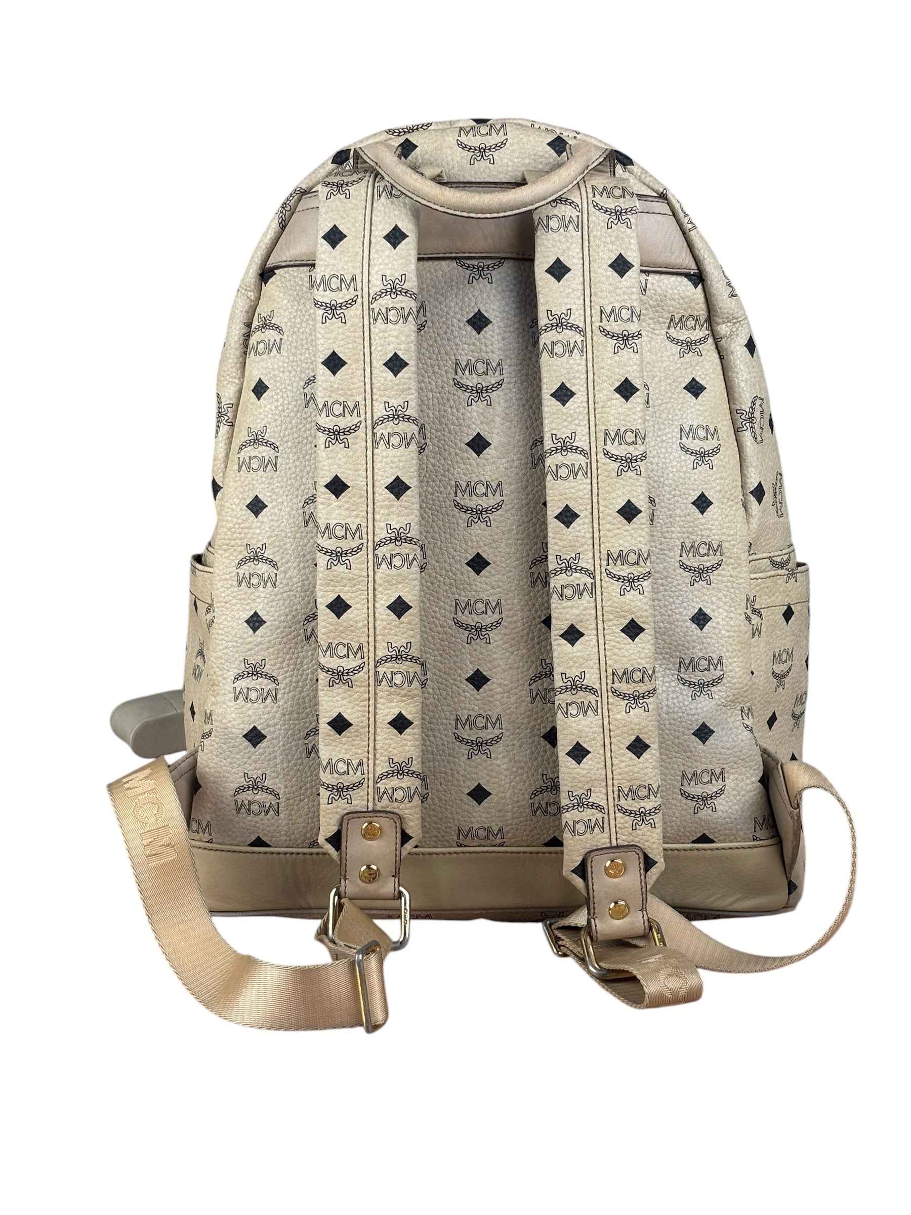 MCM Beige Leather Monogram Medium Stark Backpack