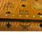 MCM Brown Leather Monogram Studded Long Wallet On Chain