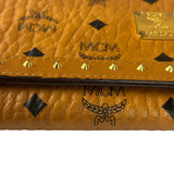 MCM Brown Leather Monogram Studded Long Wallet On Chain