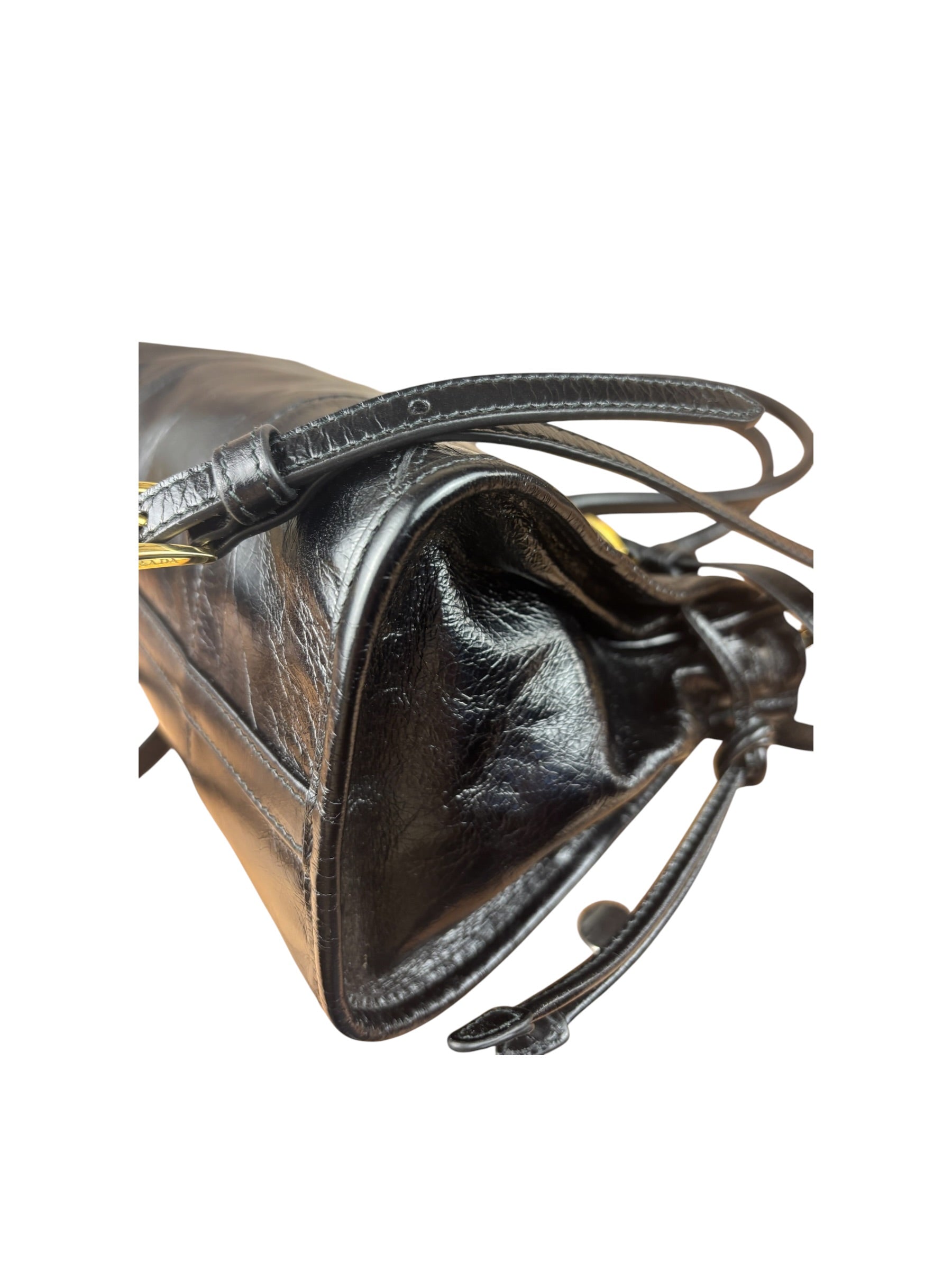 Prada Black Patent Leather Bonnie Medium Two-Way Bag