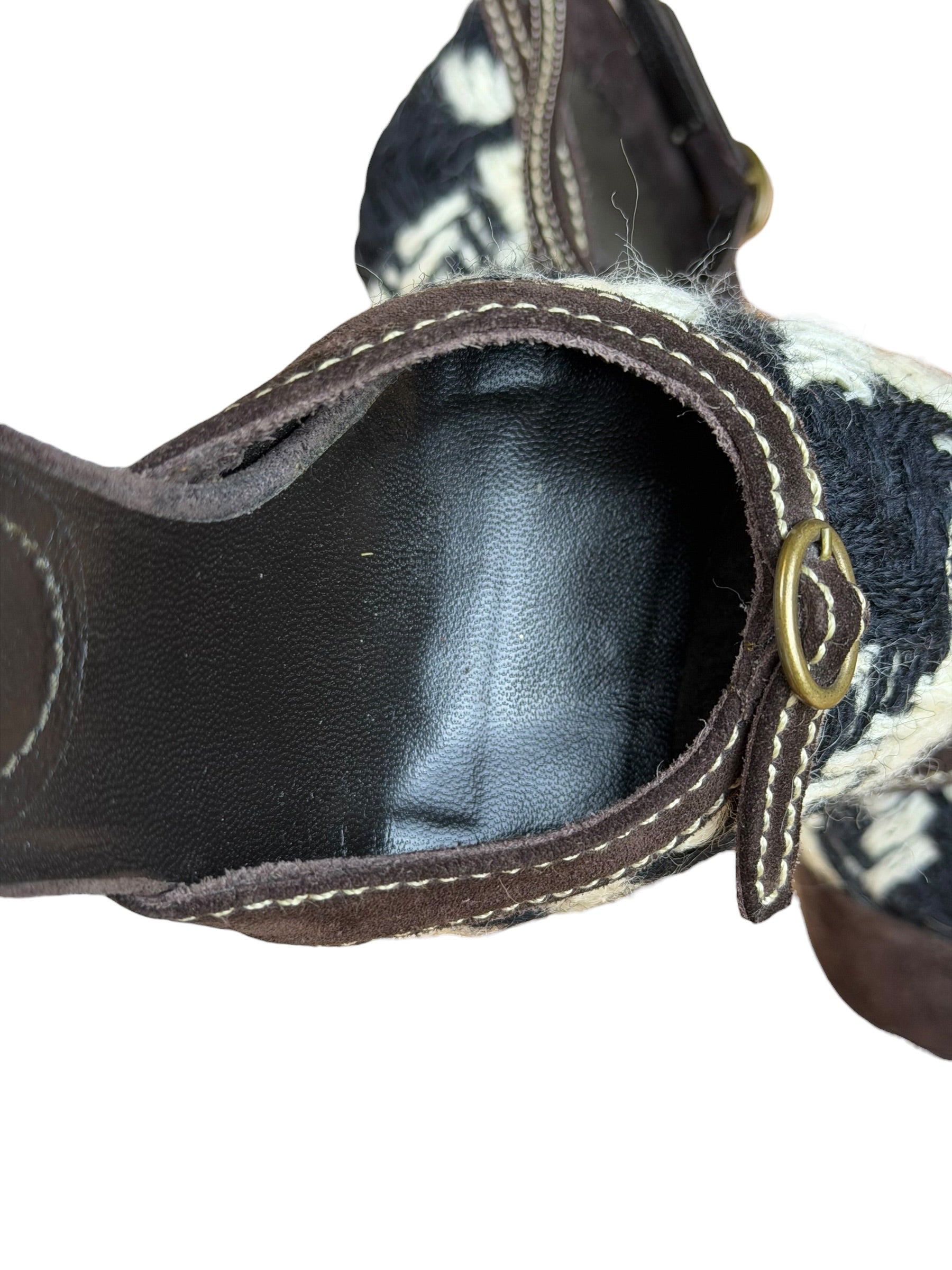 Miu Miu Vintage Woven Tweed Platform Sandals