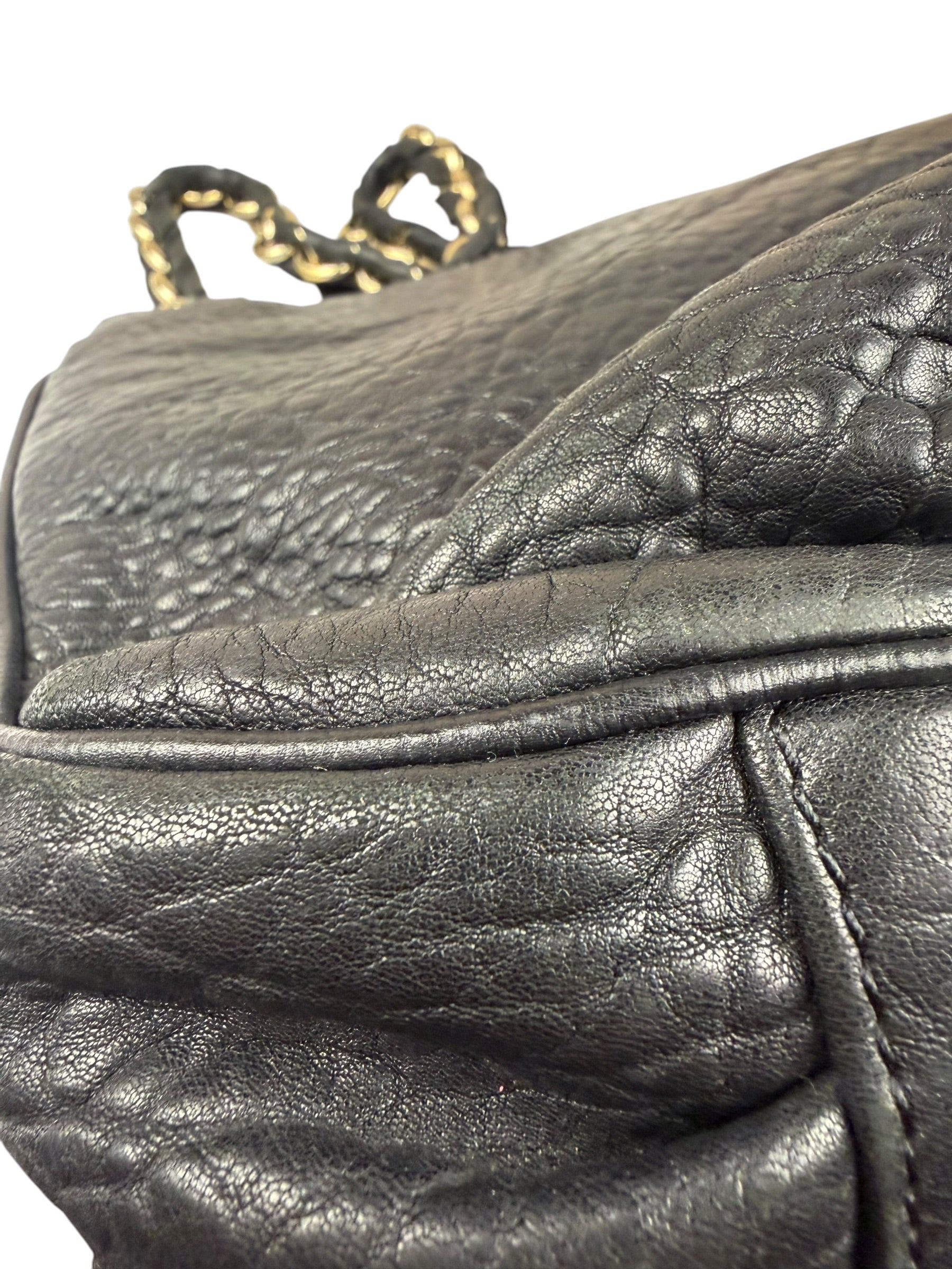 Fendi Black Leather Mia Chain Hobo Bag