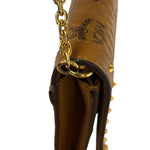 MCM Brown Leather Monogram Studded Long Wallet On Chain