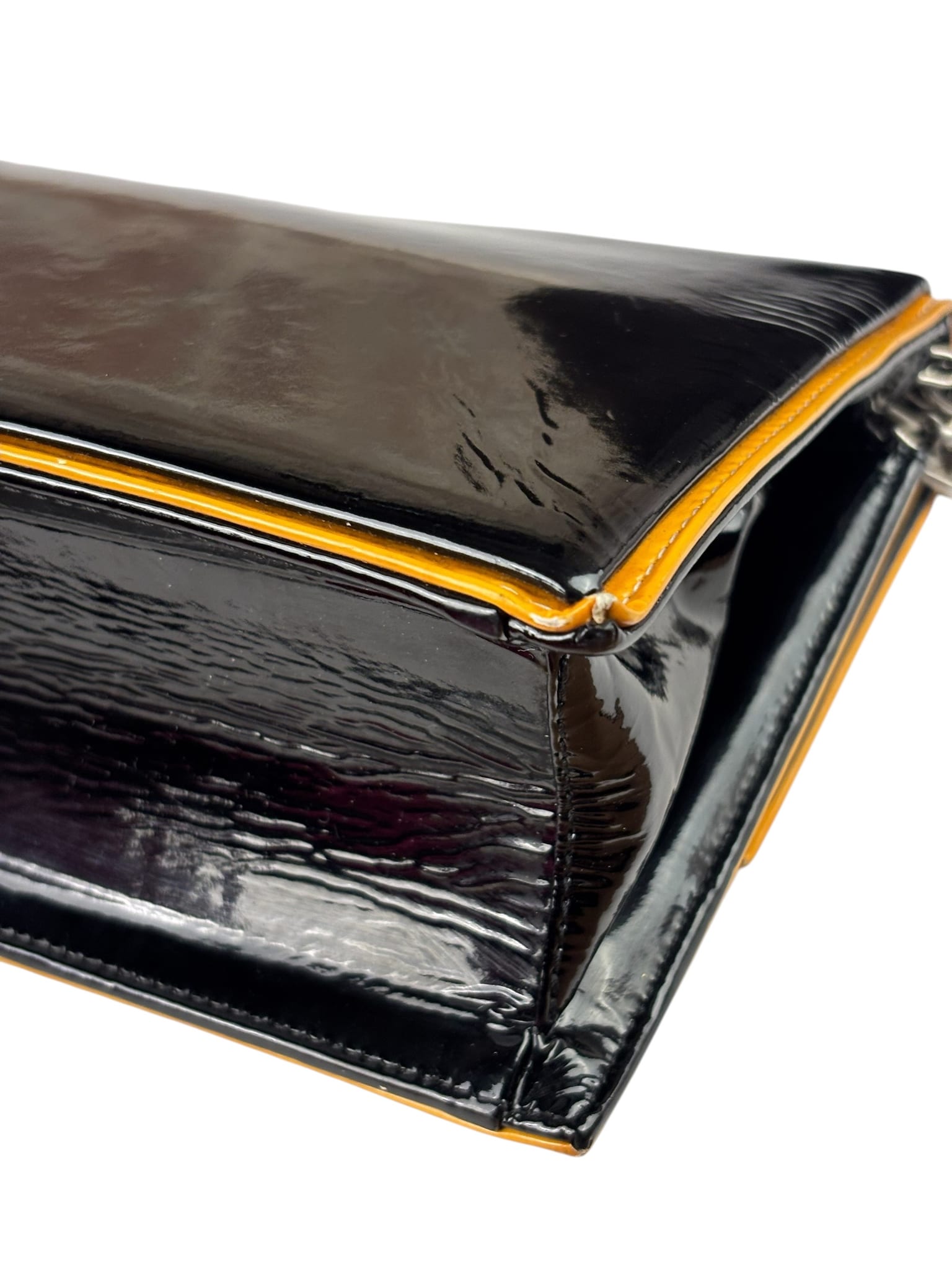 Chanel Black Patent Orange Trim 2.55 Flap 2009