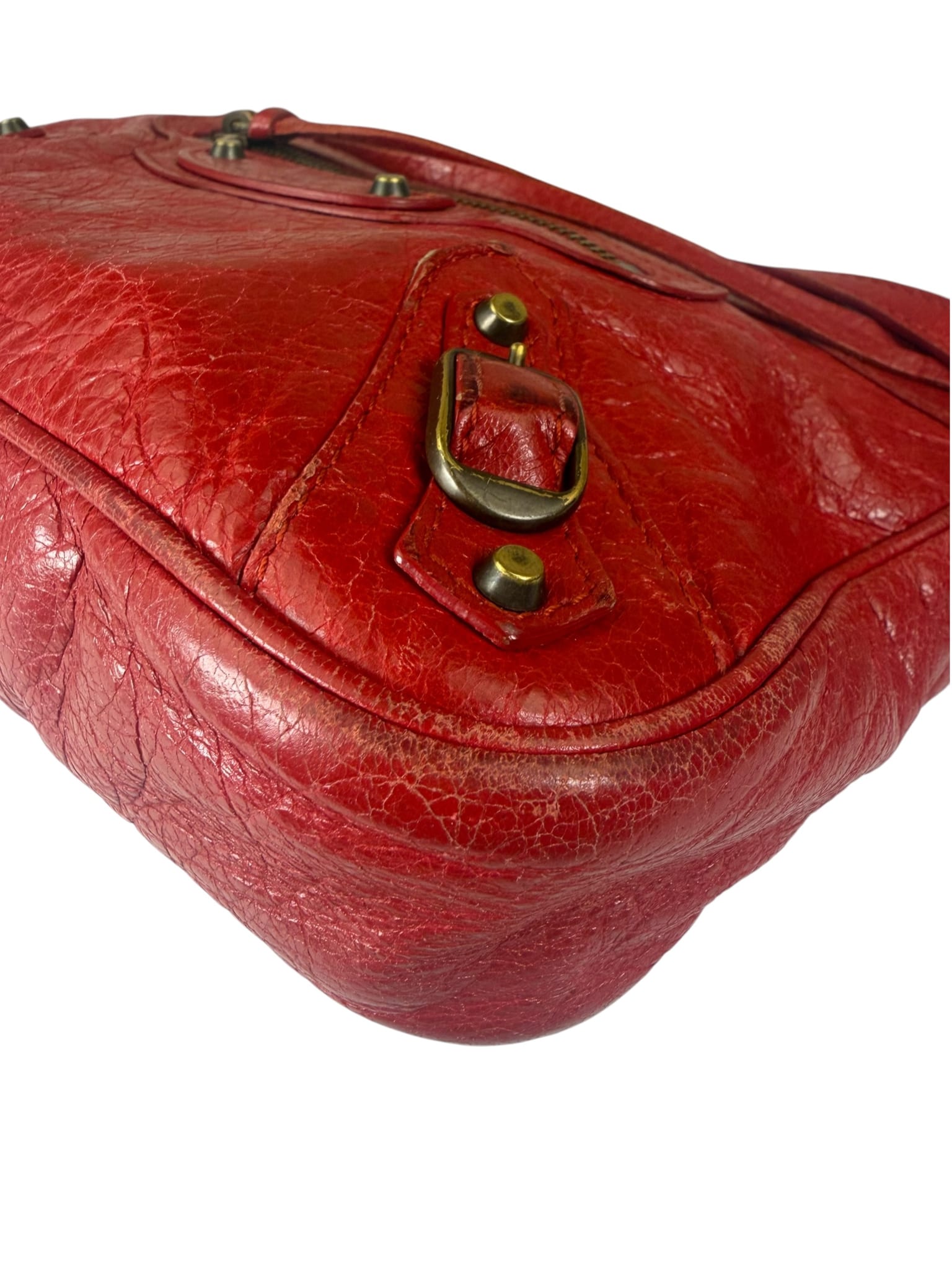 Balenciaga Red Lambskin Hip Moto Crossbody