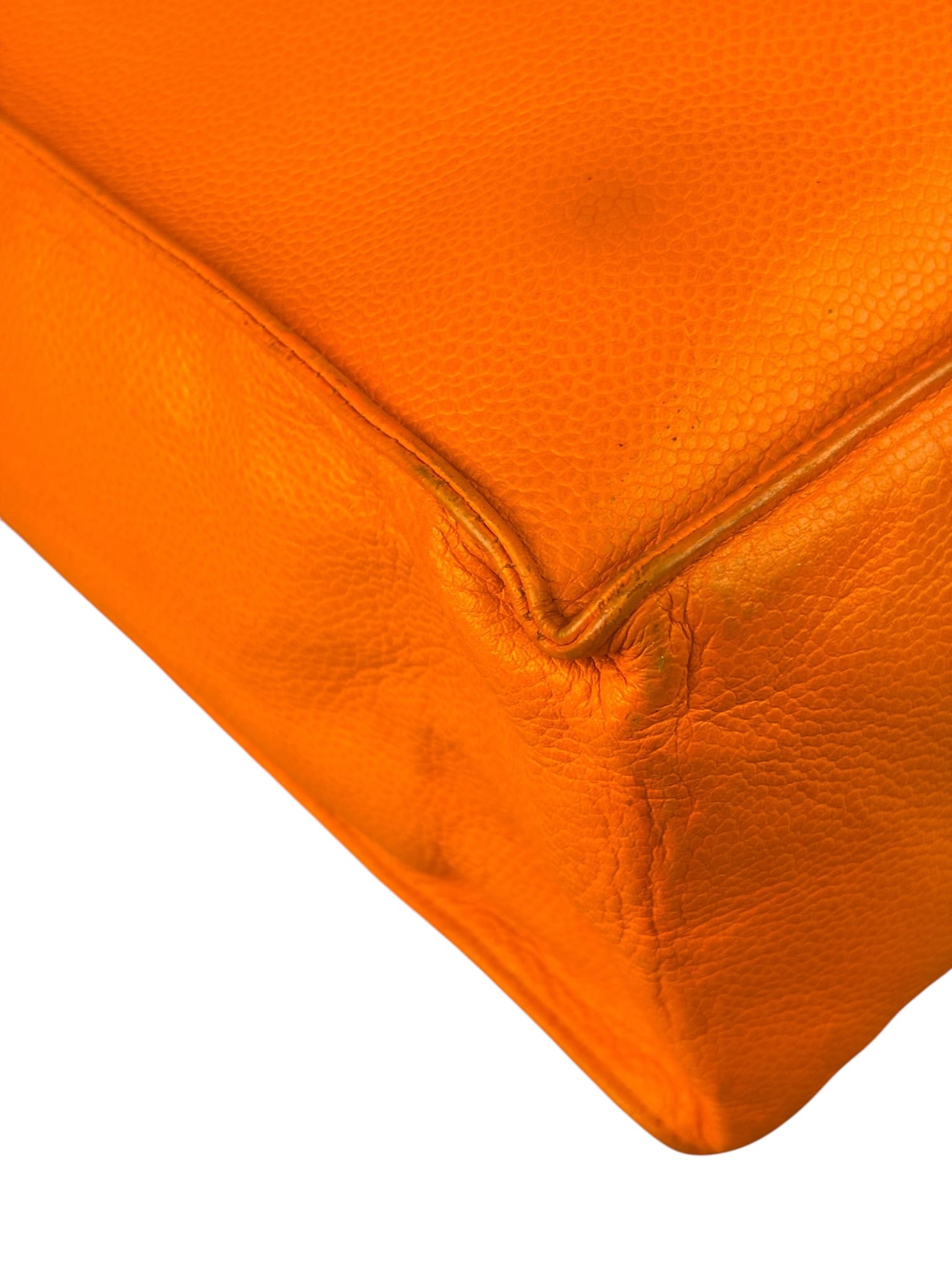 Chanel Vintage Orange Caviar Leather Tote 1989