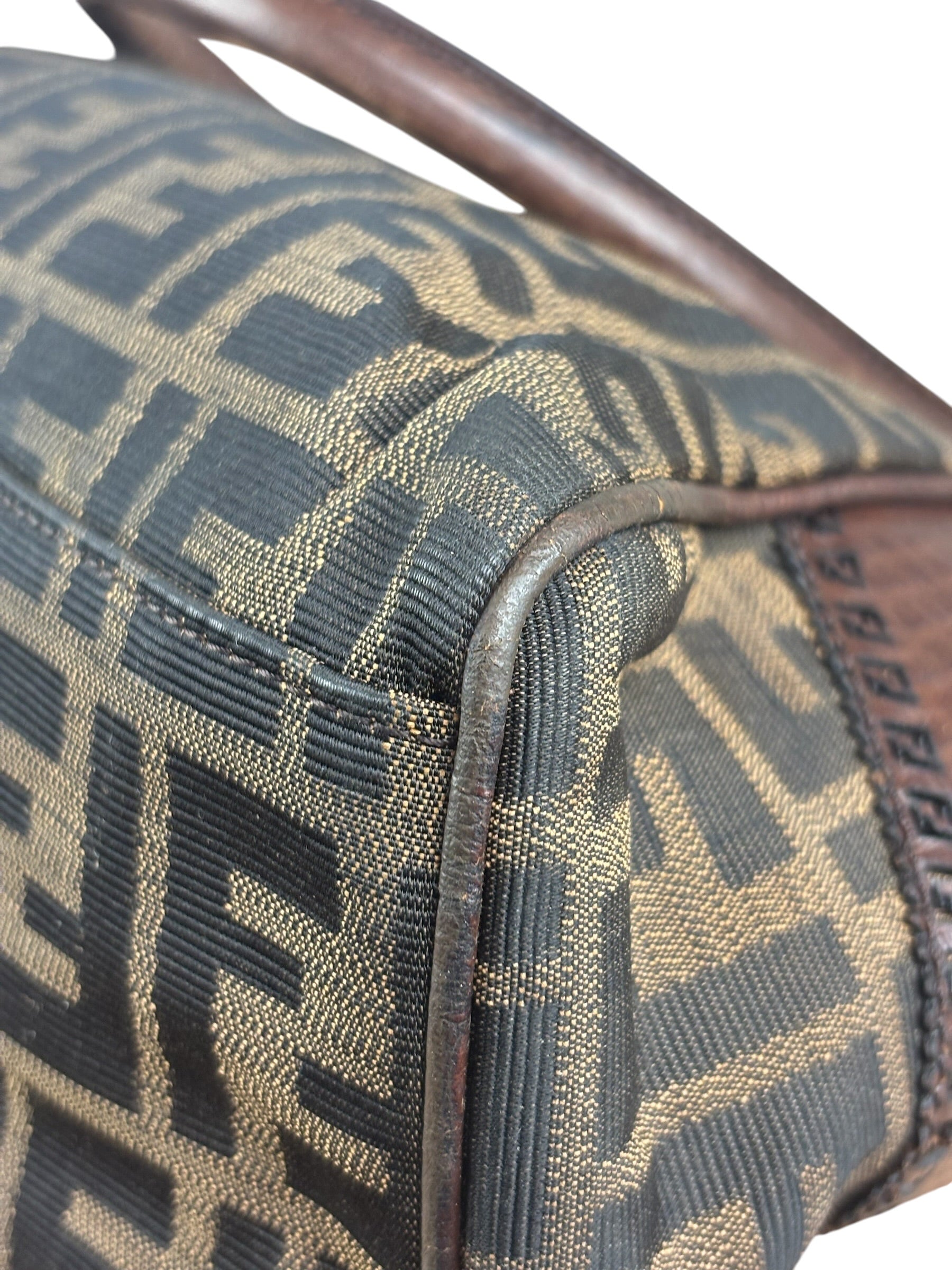 Fendi Leather Trim Zucca Canvas Du Jour Tote Bag