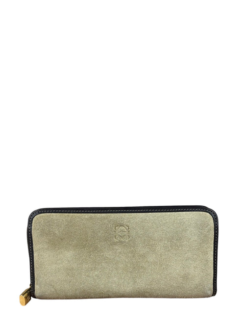 Loewe Tan Beige Suede Zip-Around Continental Wallet