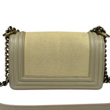 Chanel Beige Leather Boy Stingray Flap Bag 2013