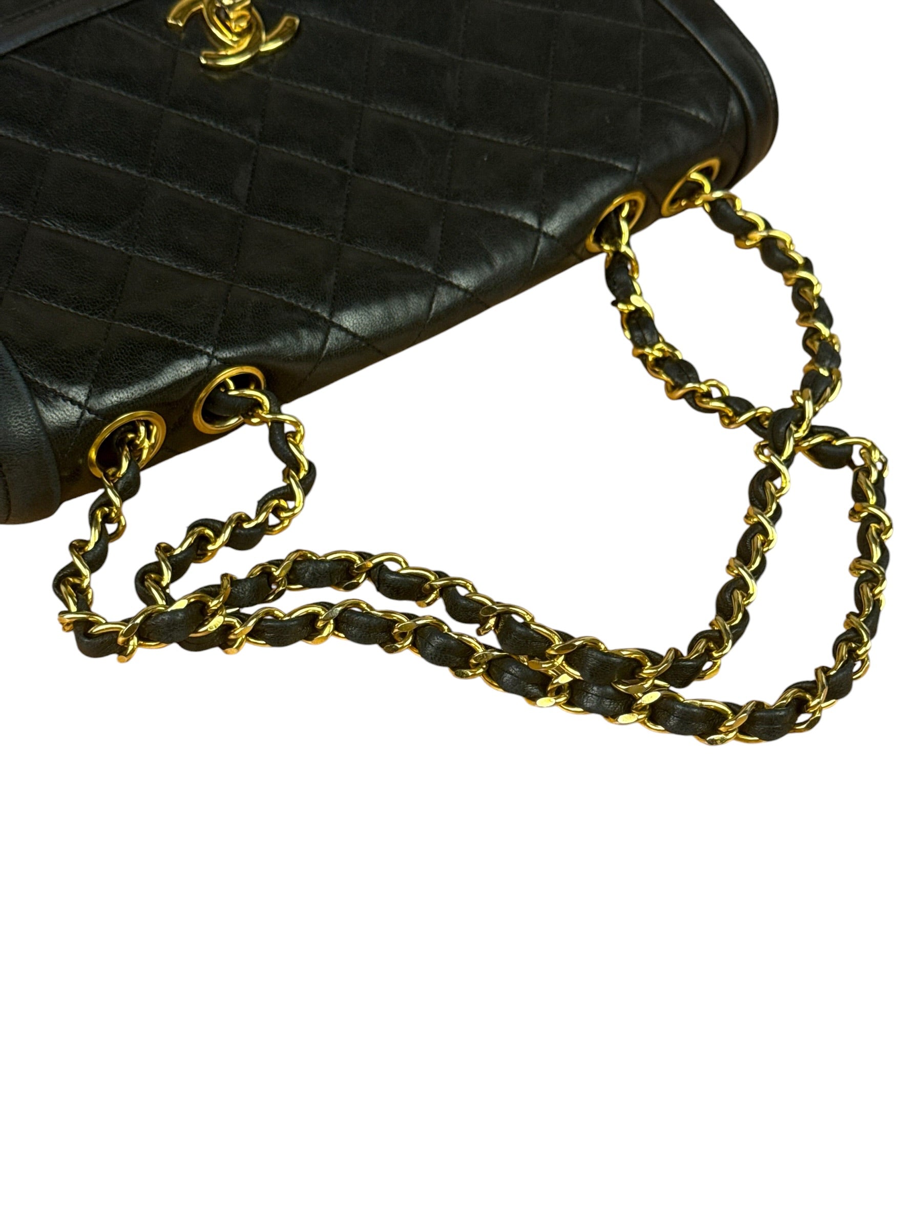 Chanel Black Quilted Leather Chain Flap Bag