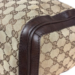 Gucci GG Leather Trim Canvas Techno Boston Handbag