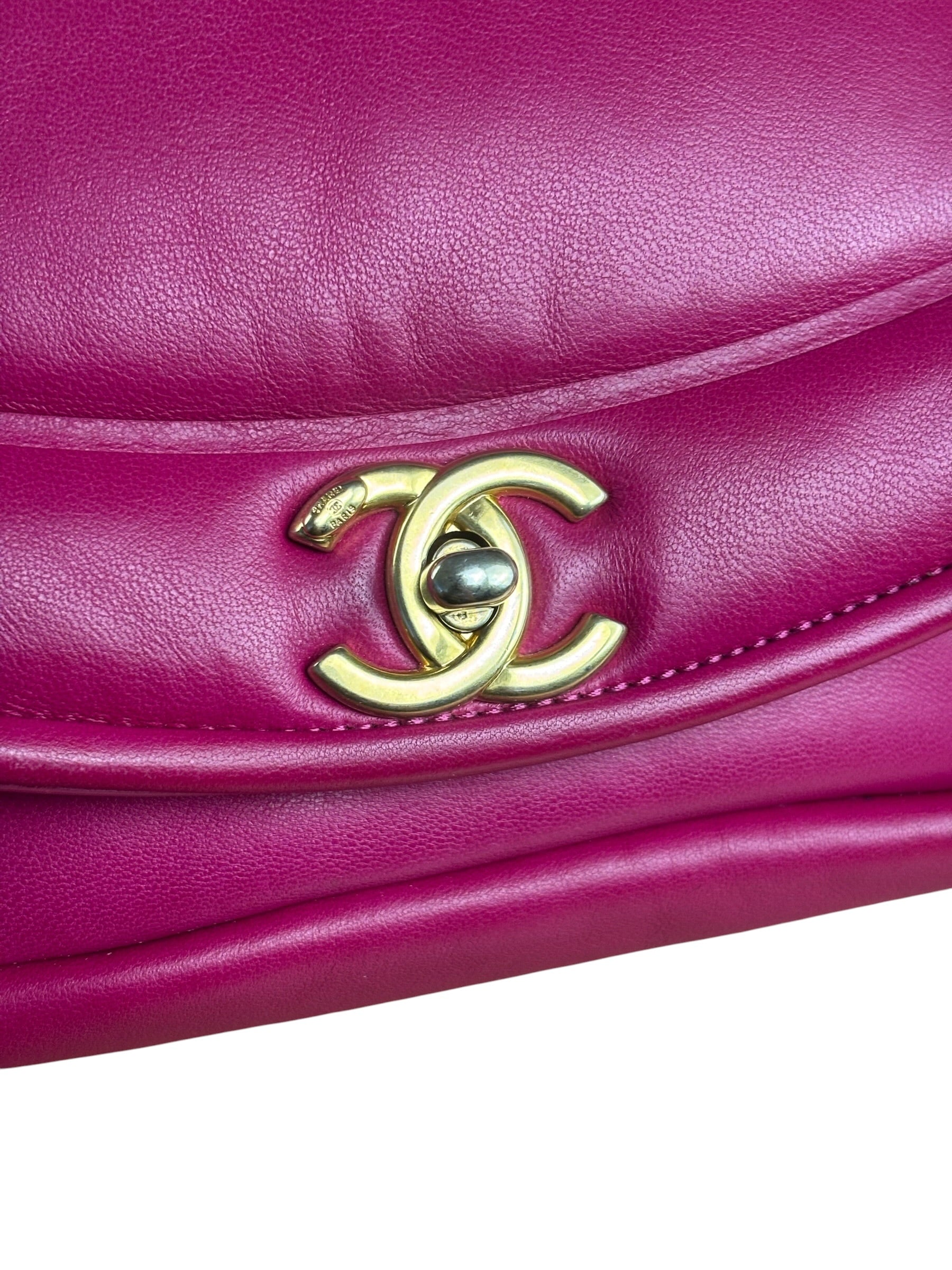 Chanel Fuchsia Pink Leather Puffy Flap Bag 2019