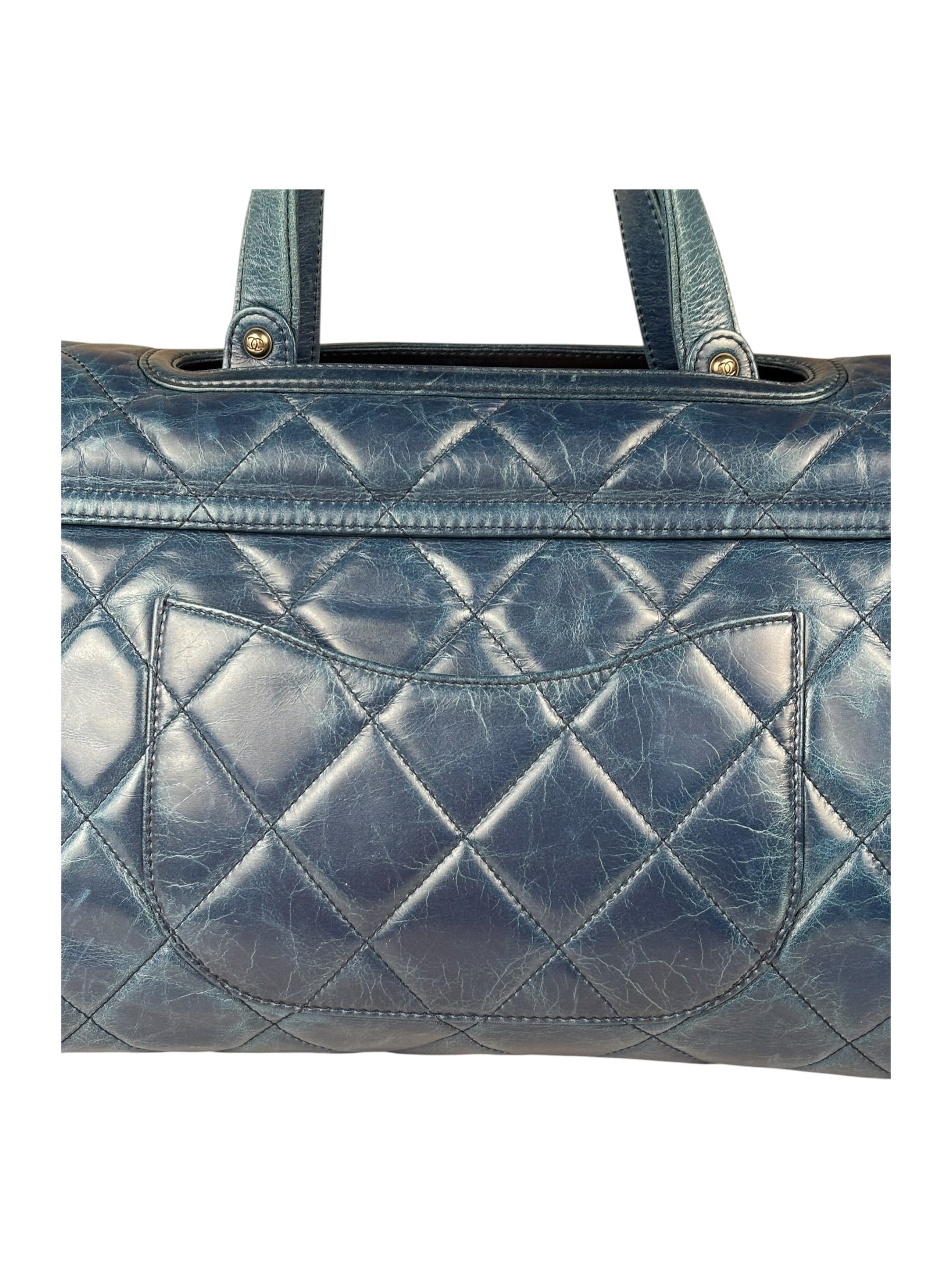 Chanel Blue Quilted Calfskin Large Convertible Boy Two-Way Bag 2012