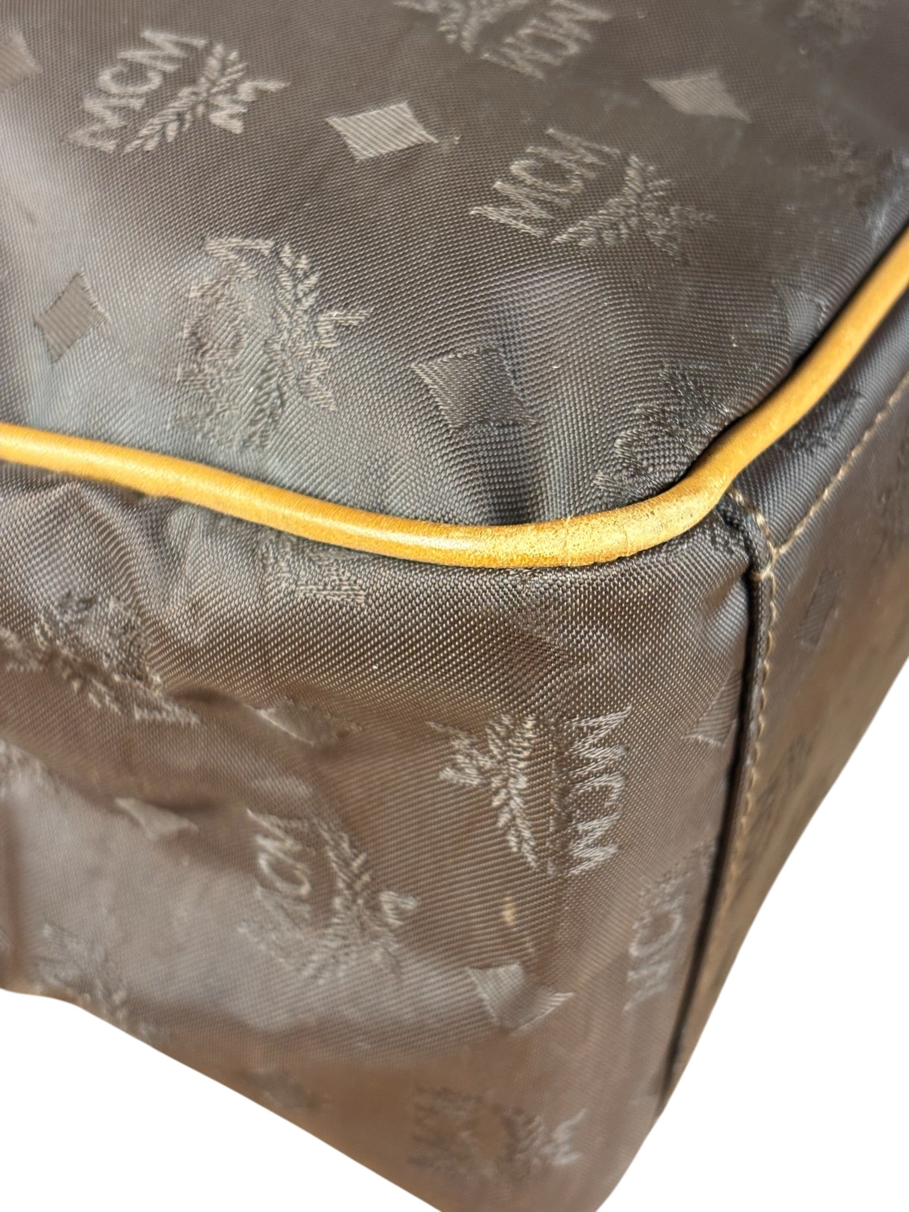 MCM Brown Nylon/Leather Visetos Monogram Shoulder/Tote Bag