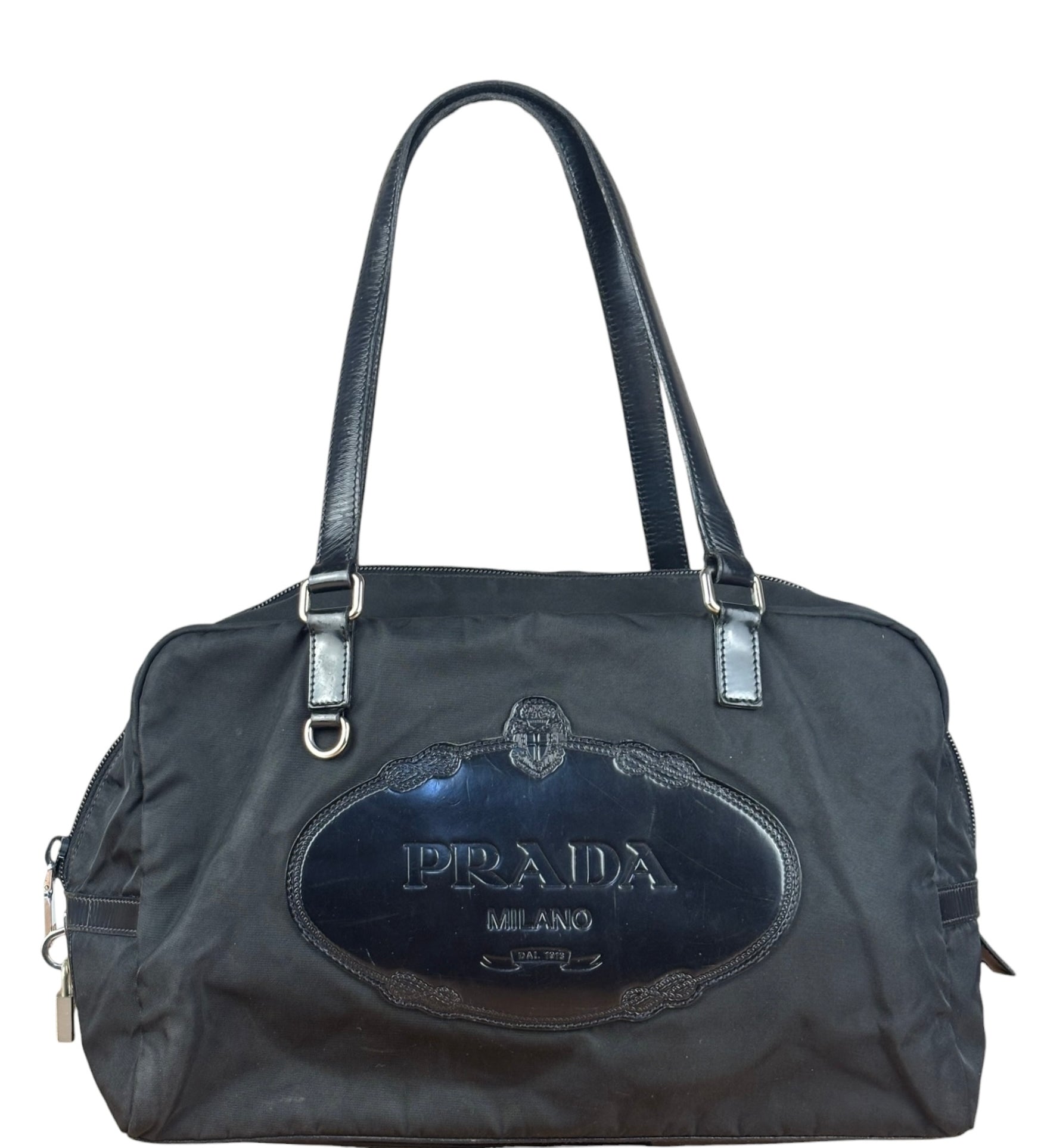 Prada Vintage Black Nylon/Patent Shoulder Bag