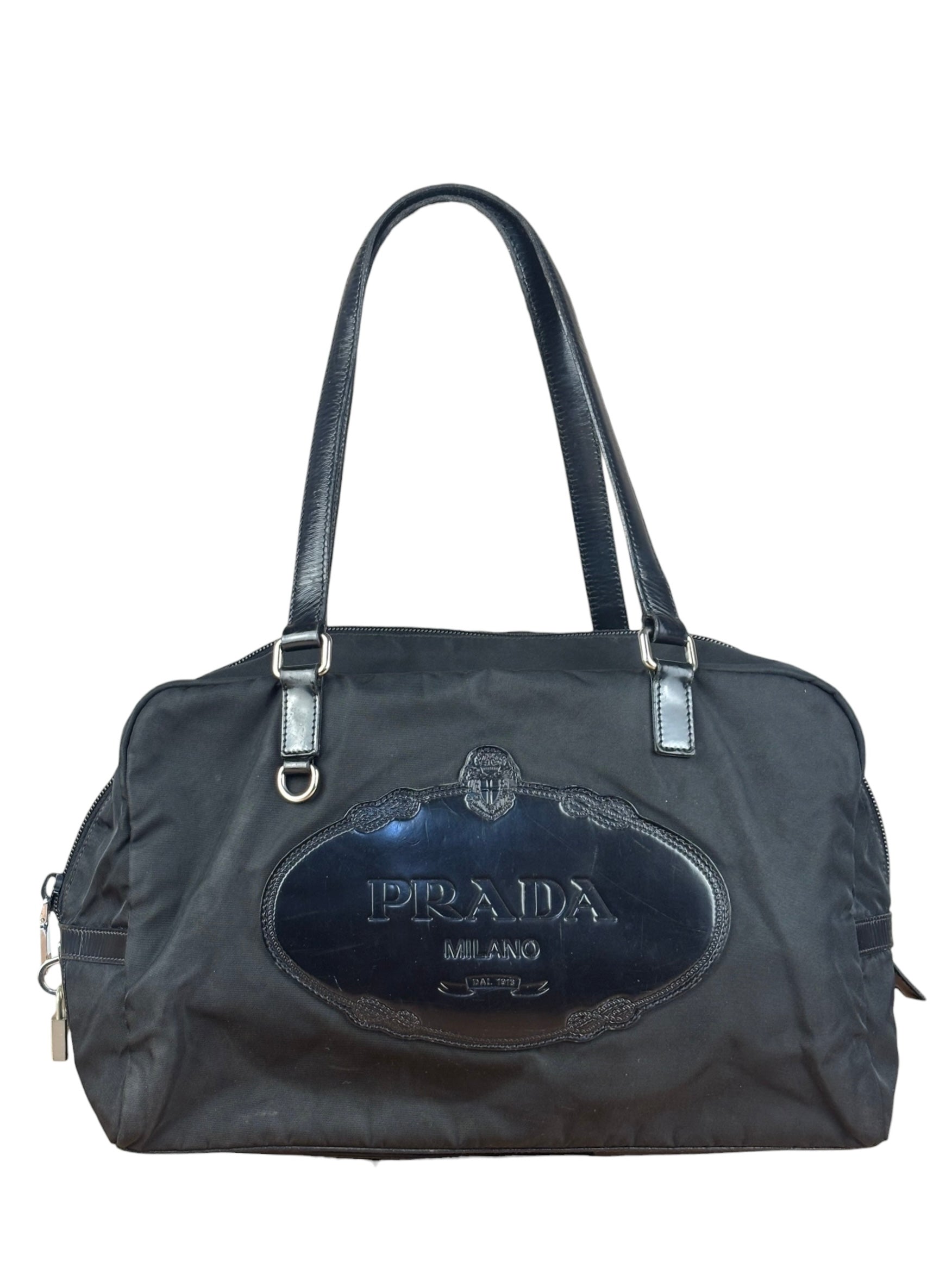 Prada Vintage Black Nylon/Patent Shoulder Bag