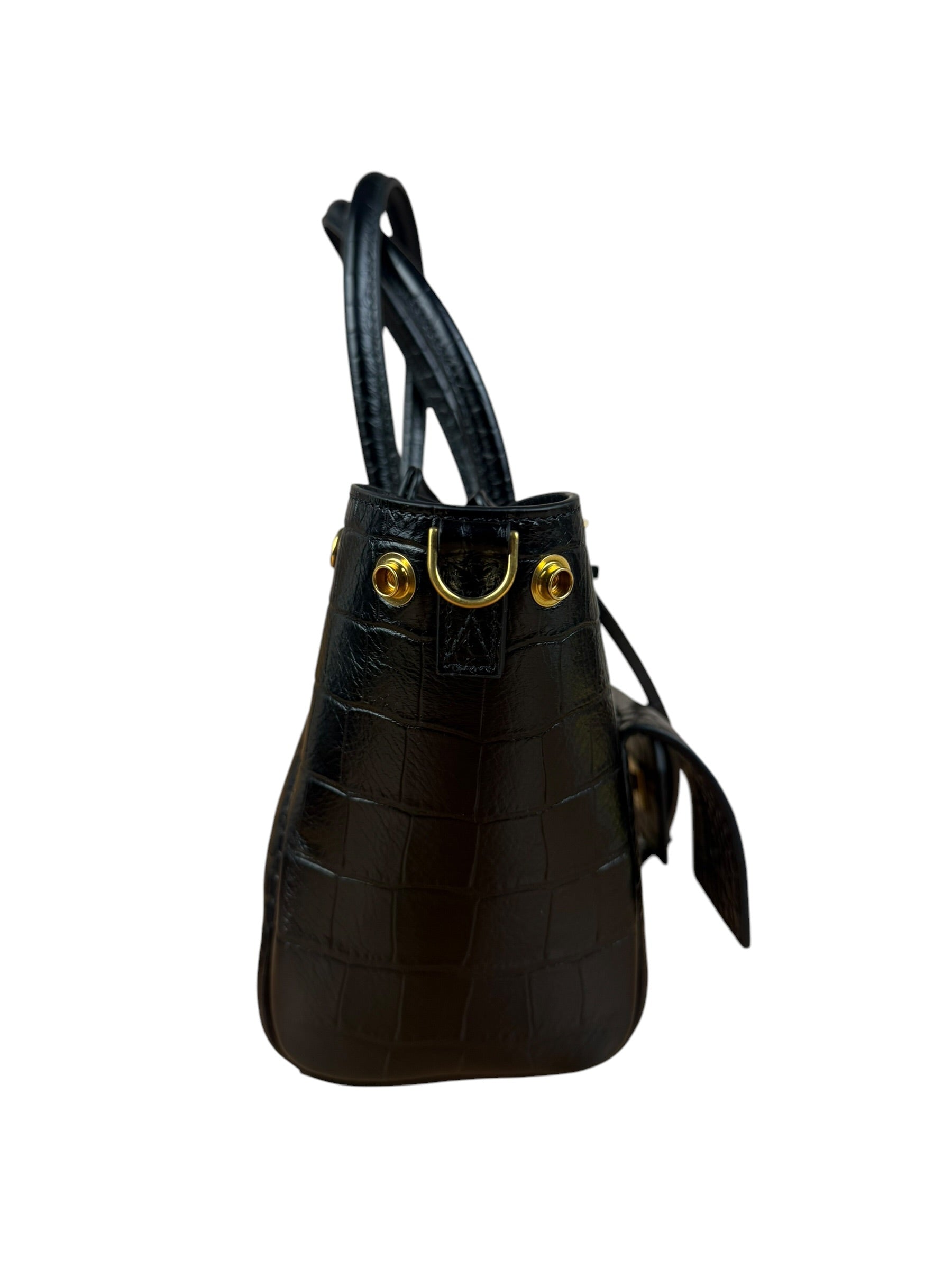 Balenciaga Black Leather Mini Bel Air Carry All Two-Way Bag