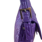 Fendi Purple Nappa Leather Medium Logo Embossed Baguette
