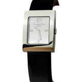 Dior Silver Dial Black Leather Strap D78-100