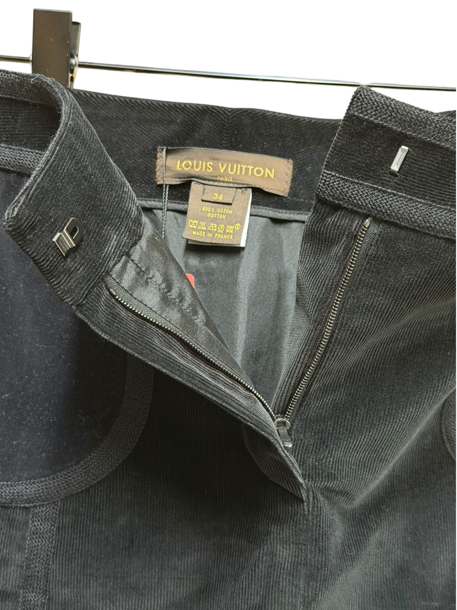 Louis Vuitton Black Corduroy/Velour Skirt