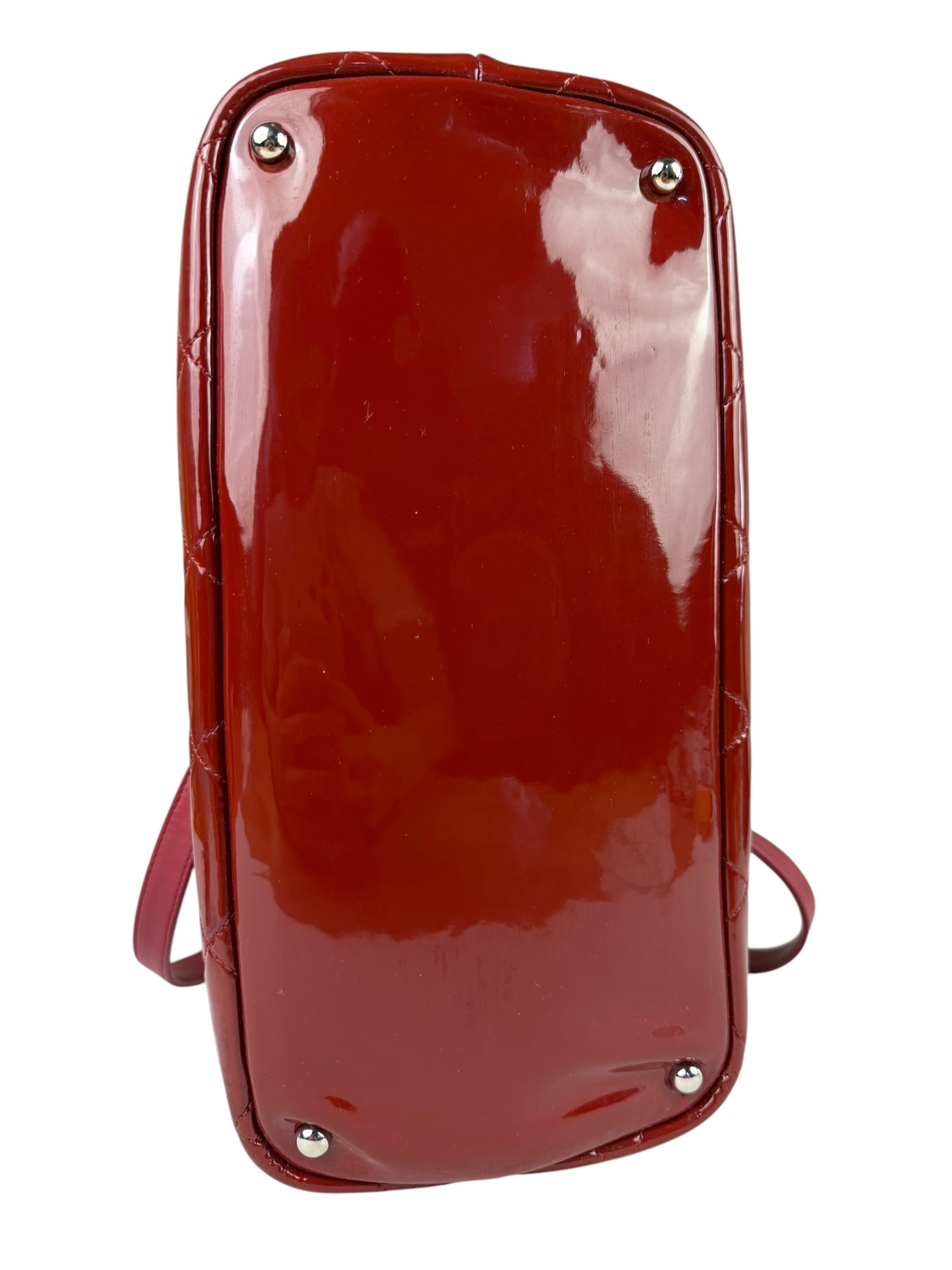Chanel Patent Red Quilted S Shopper Tote 2013