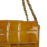 Chanel Gold Patent East West Stitch Flap Bag 2002