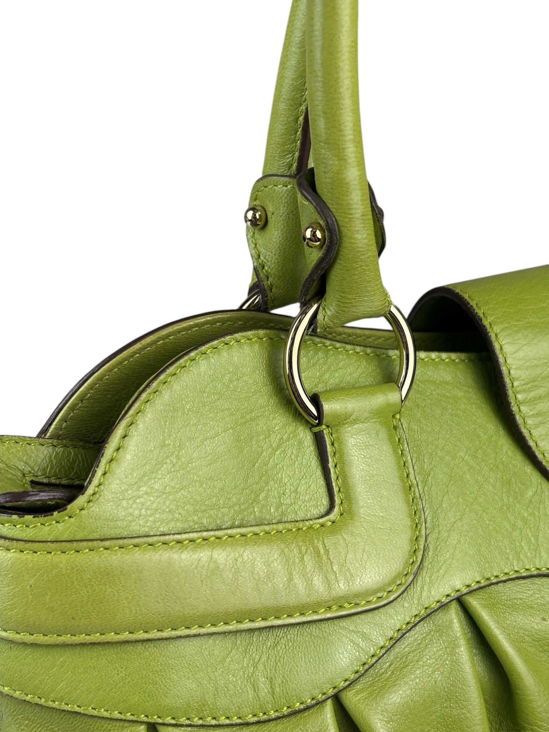 Salvatore Ferragamo Green Leather Marisa Shoulder Bag