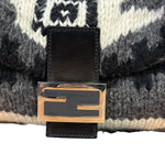 Fendi Vintage Grey/Black Knit Wool Baguette